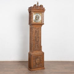 19th Century Heavily Carved English Oak Grandfather Clock