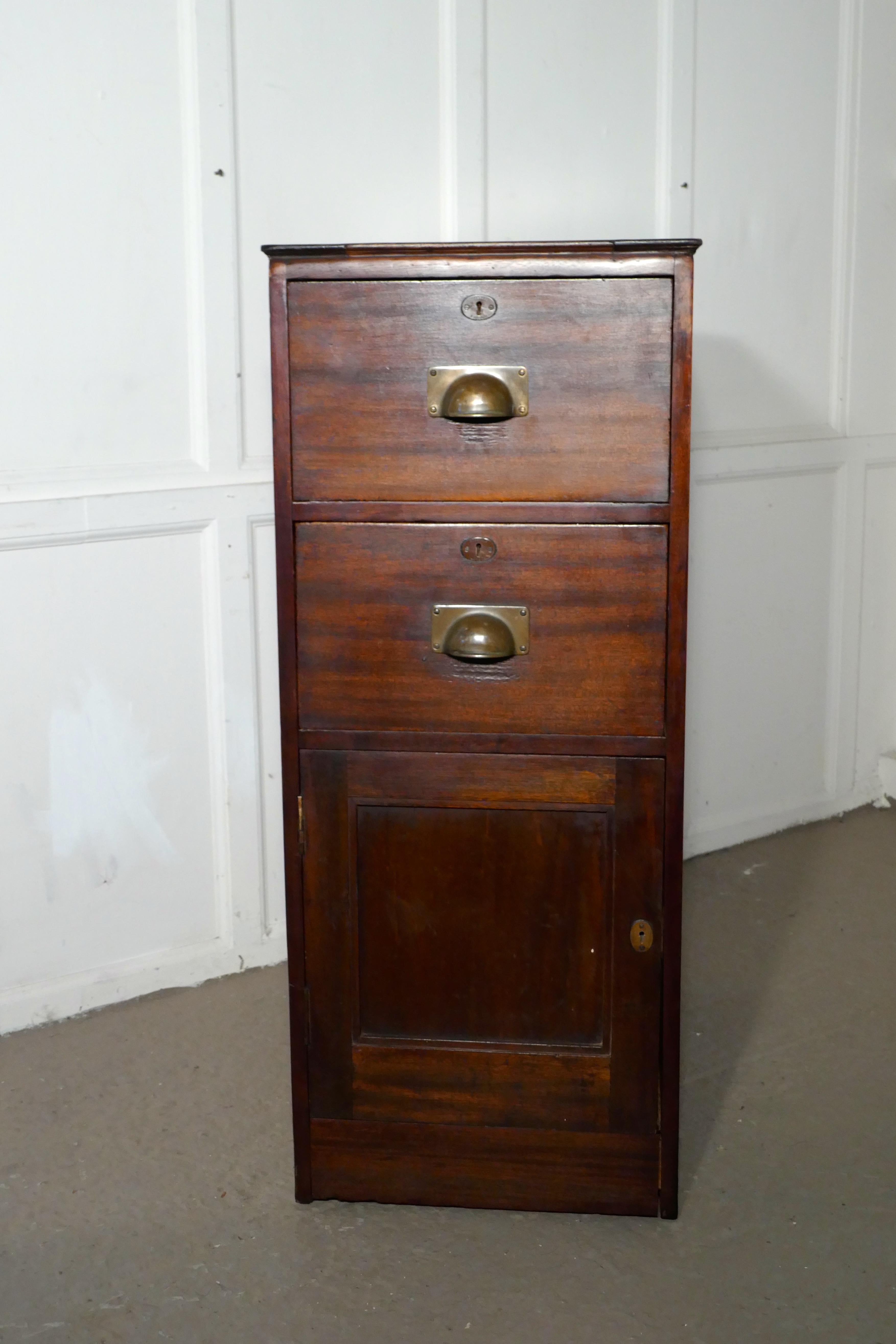 19th Century Heavy Banker’s Drawers and Safe Cupboard Pedestal, Strong Cupboard


This is a very well made piece, it was intended as a safe place to keep cash and documents 
The top 2 drawers are divided into section and both have an additional