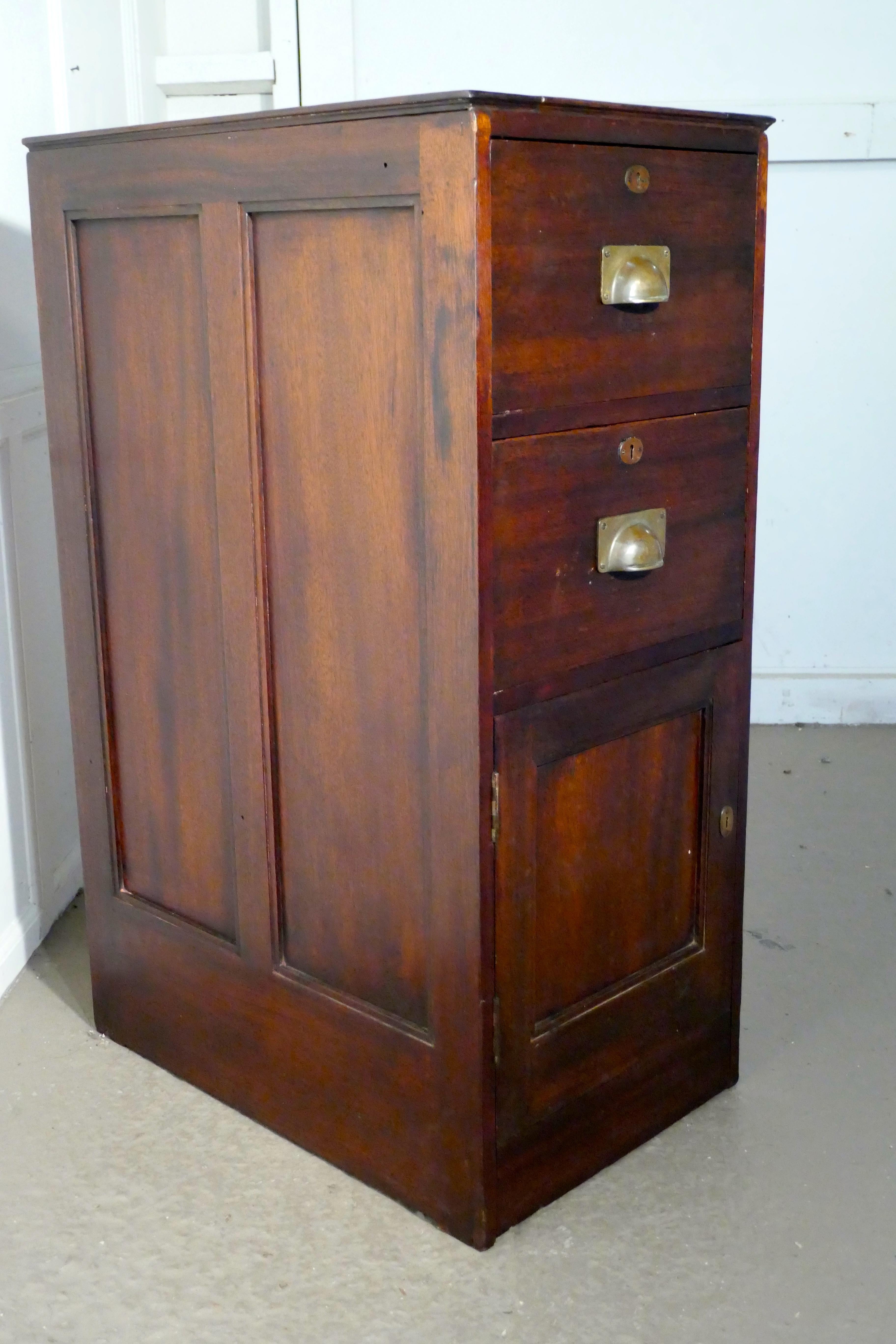 Victorian 19th Century Heavy Banker’s Drawers and Safe Cupboard Pedestal, Strong Cupboard  For Sale