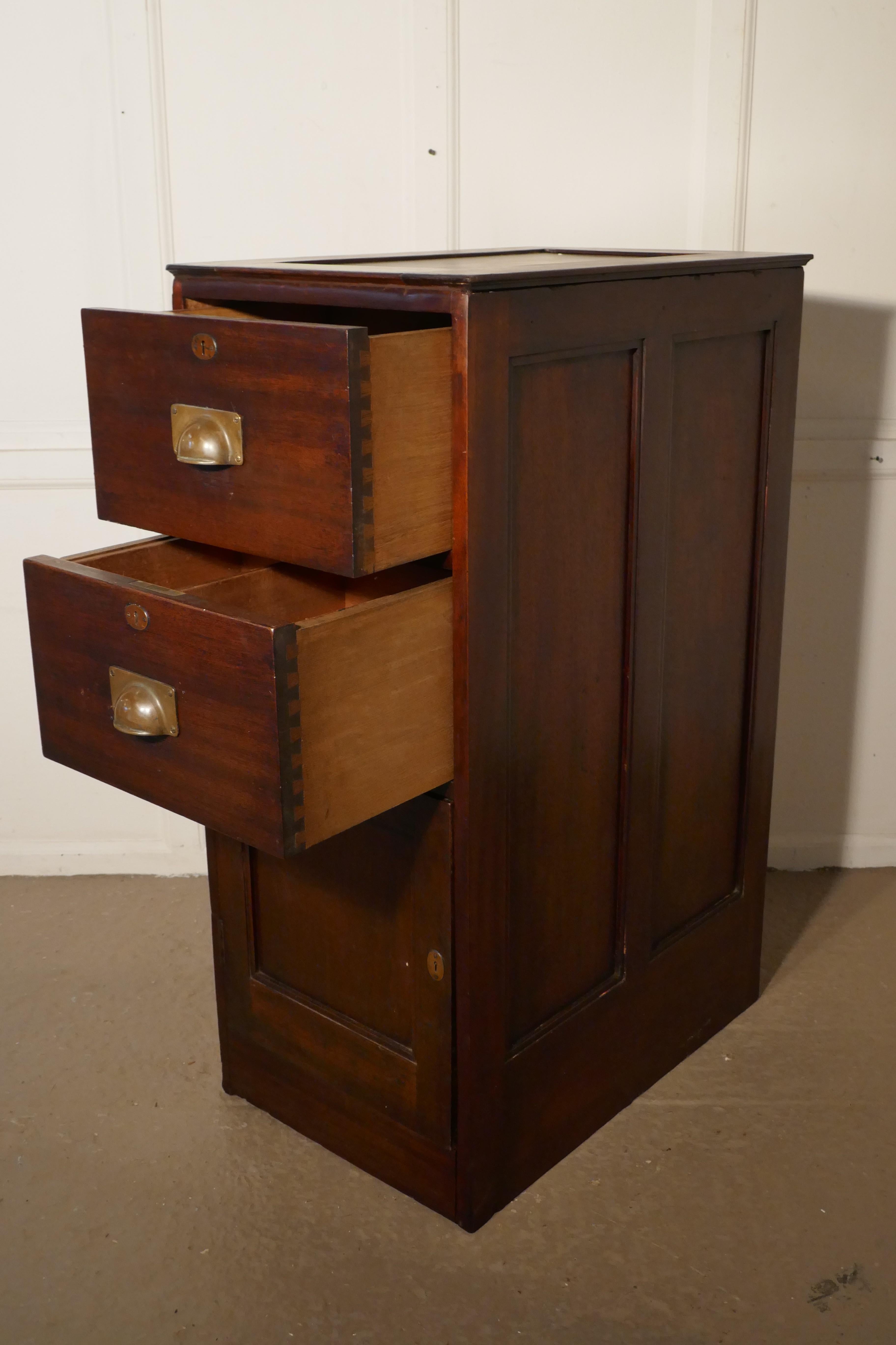 19th Century Heavy Banker’s Drawers and Safe Cupboard Pedestal, Strong Cupboard  In Good Condition For Sale In Chillerton, Isle of Wight