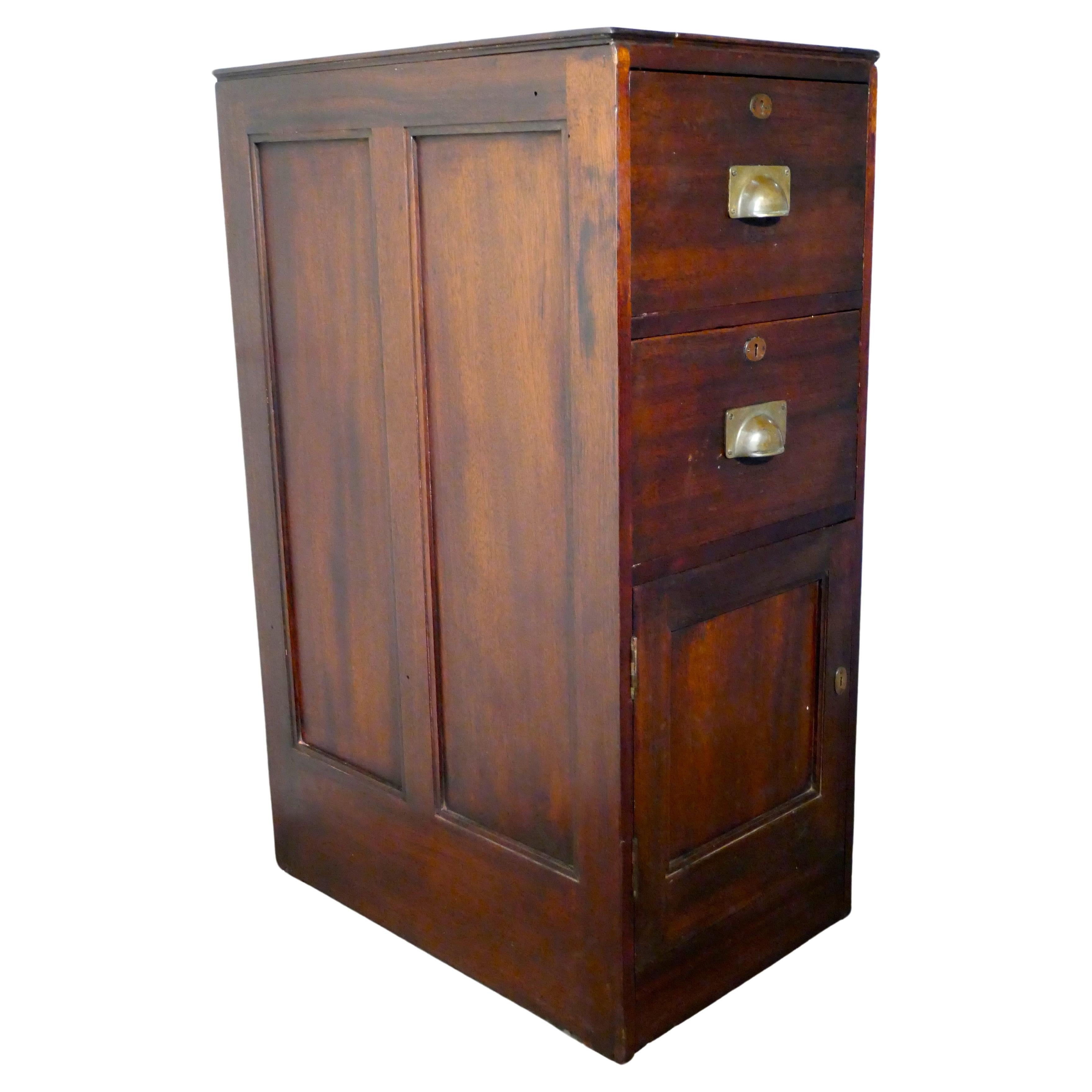 19th Century Heavy Banker’s Drawers and Safe Cupboard Pedestal, Strong Cupboard  For Sale