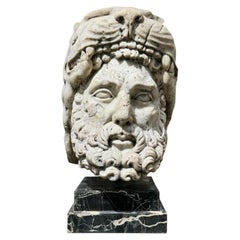 Hellenistische Marmorbüste des Herakles aus dem 19. Jahrhundert - antike Replik