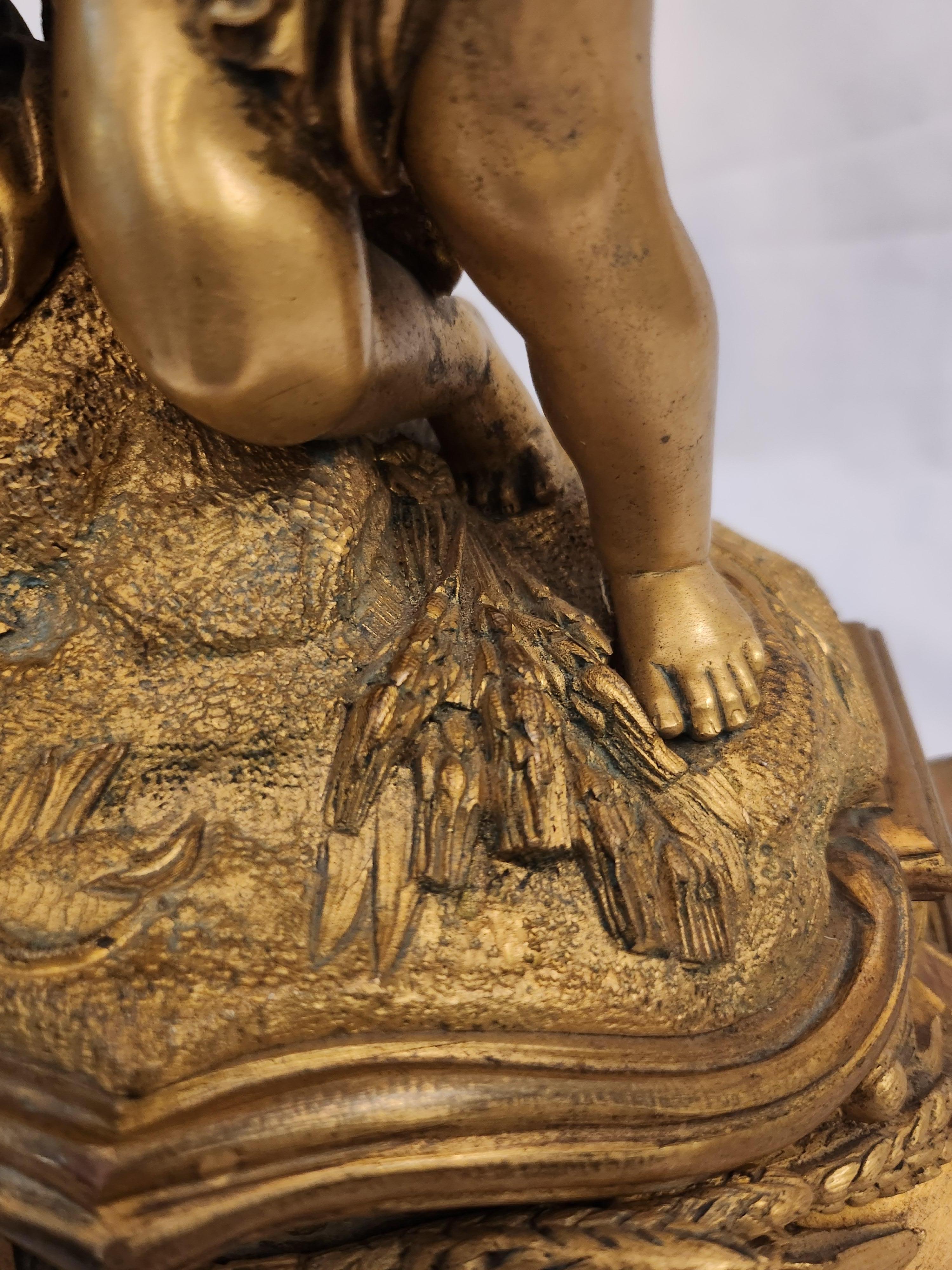 Scultura in bronzo dorato per bambini di Henri Picard del XIX secolo in vendita 3