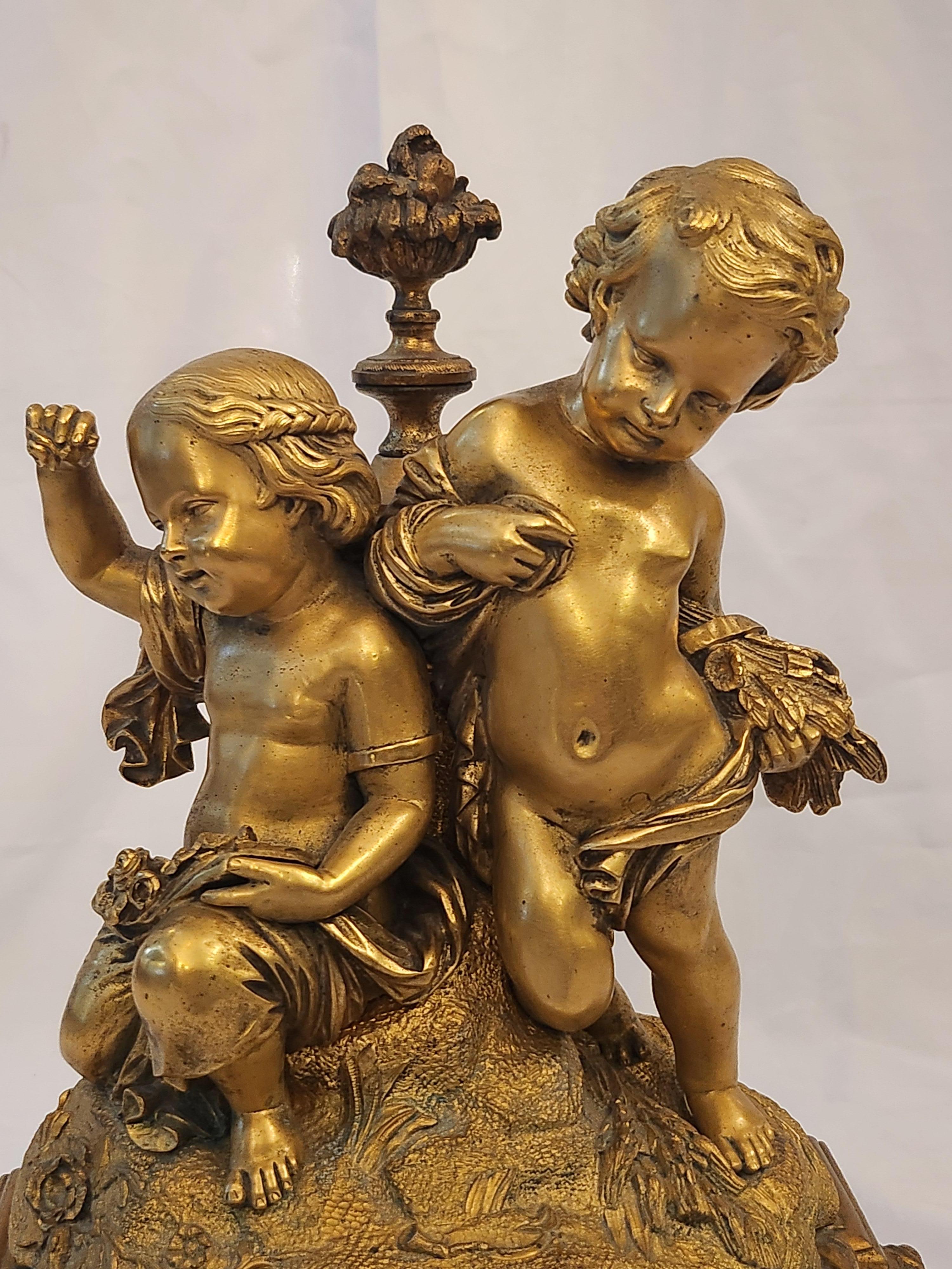 19th Century Henri Picard Children Gilt Bronze Sculpture For Sale 6