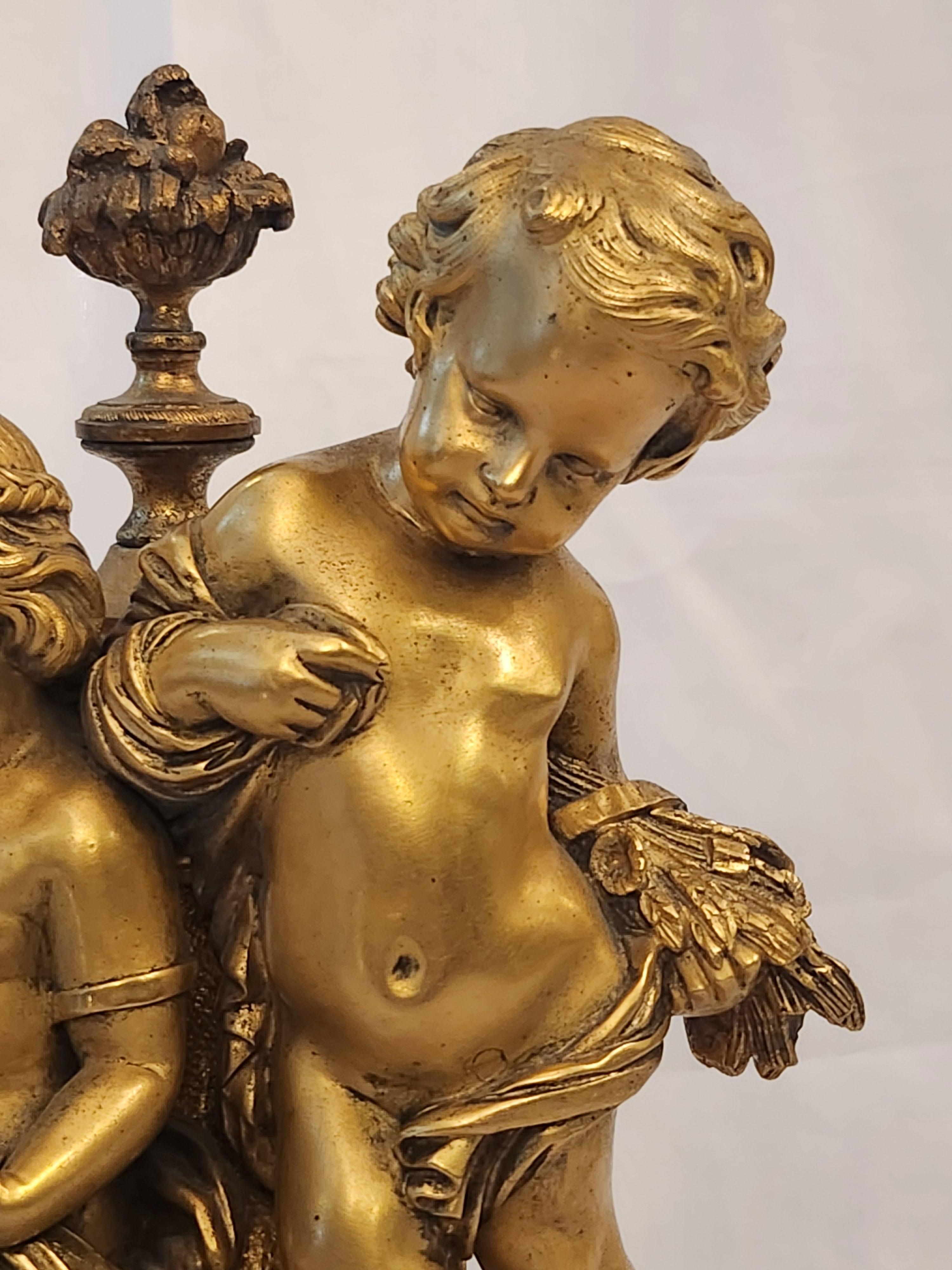 19th Century Henri Picard Children Gilt Bronze Sculpture For Sale 7
