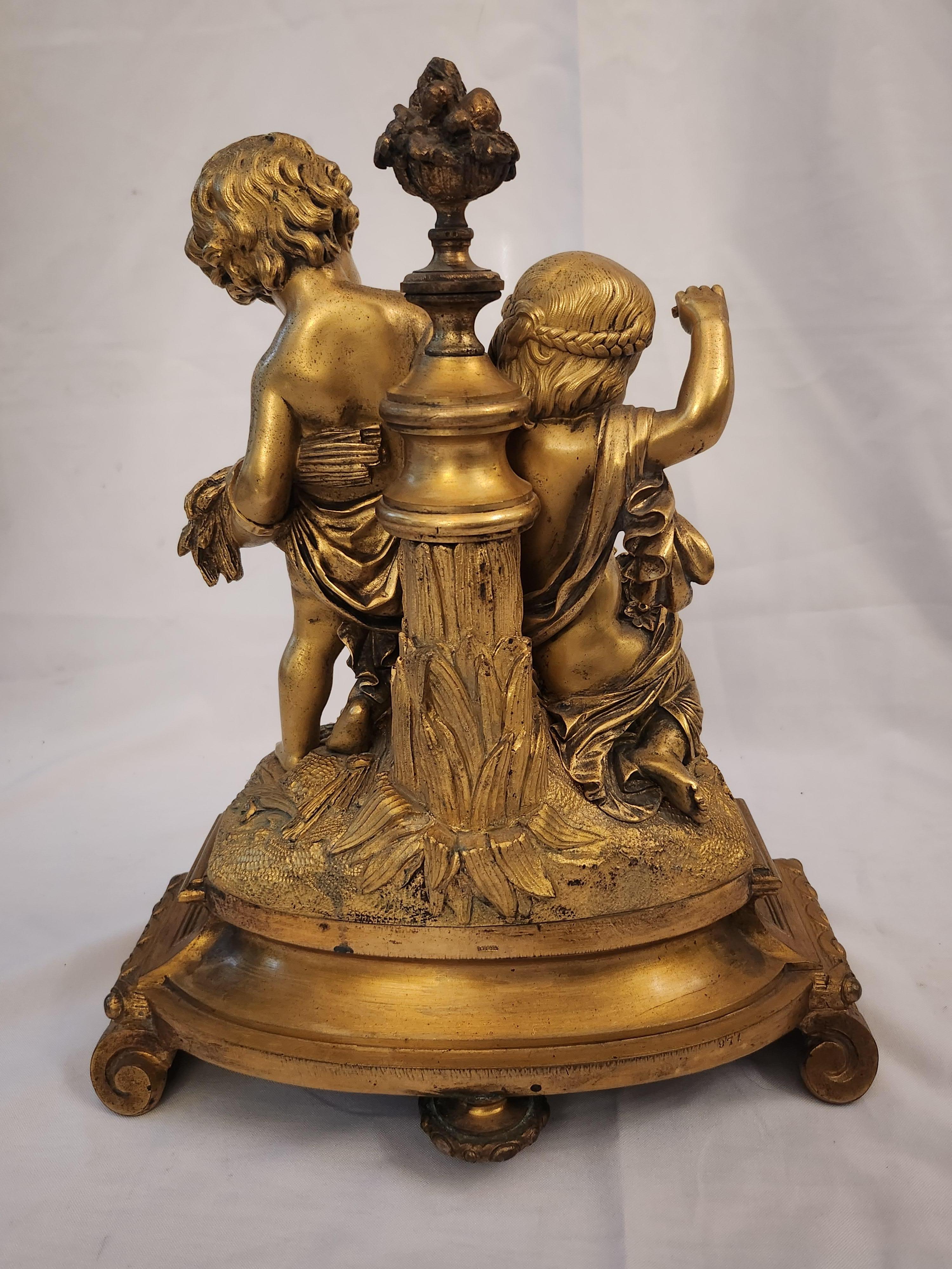 19th Century Henri Picard Children Gilt Bronze Sculpture For Sale 1