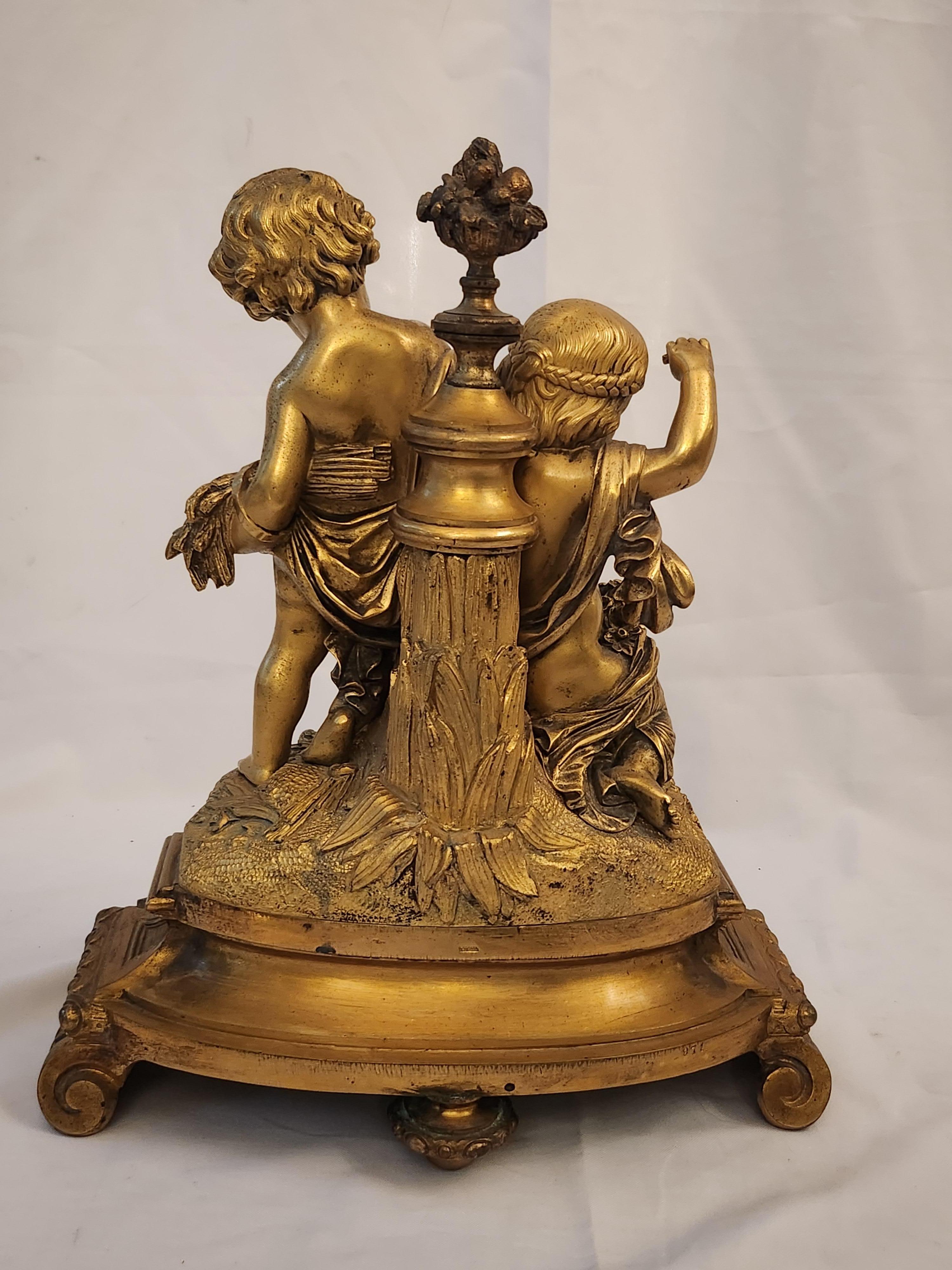 19th Century Henri Picard Children Gilt Bronze Sculpture For Sale 4