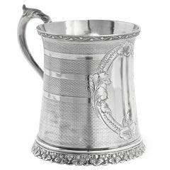 Antique 19th Century Henry Peat Buckley Coin Silver Mug