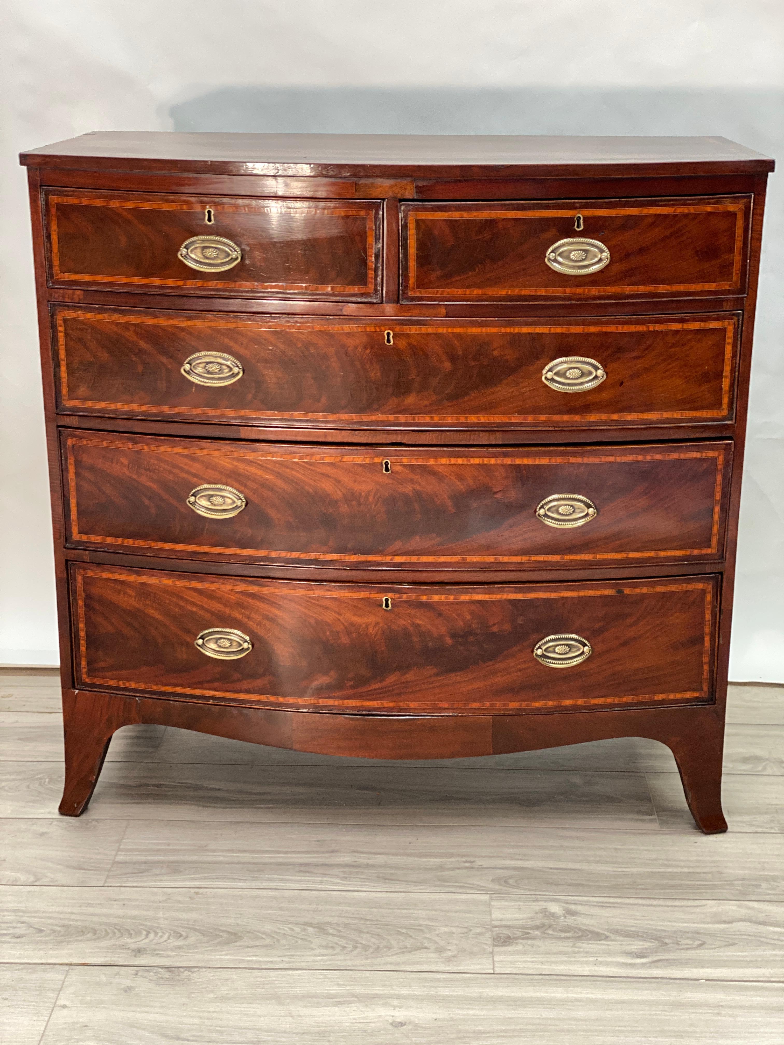 19th Century Hepplewhite Bow Front Chest of Drawers 5