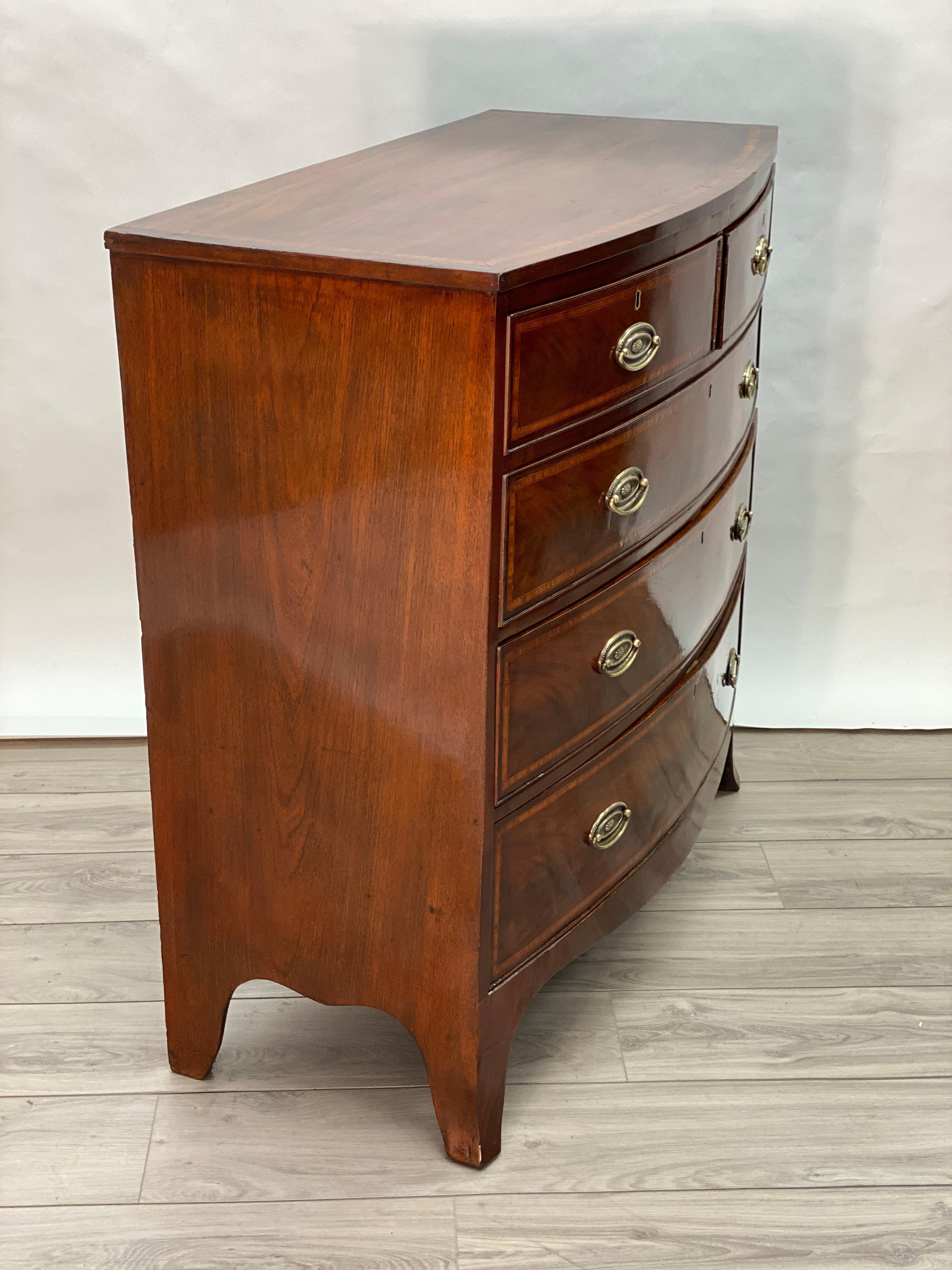 English 19th Century Hepplewhite Bow Front Chest of Drawers