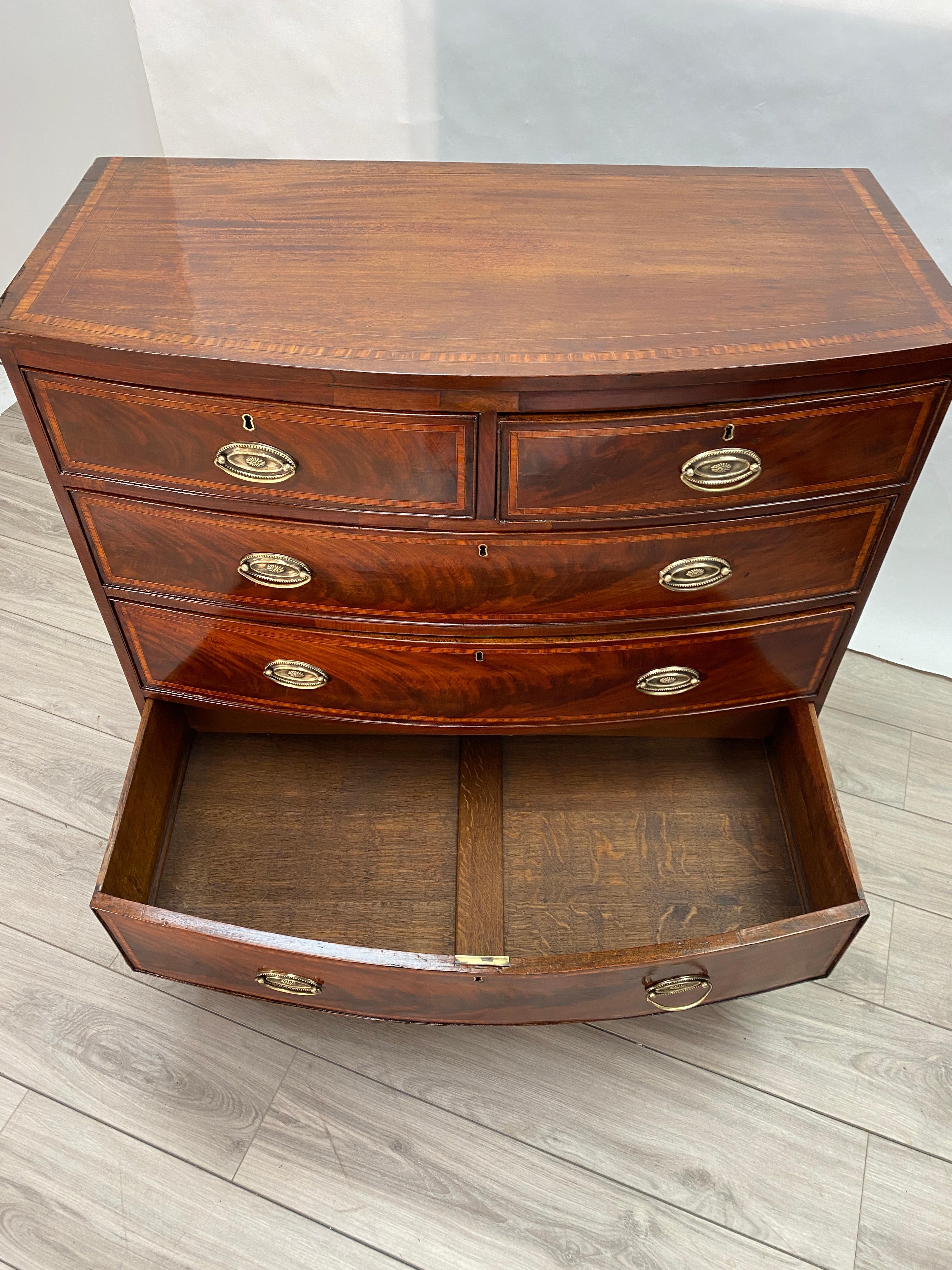 Mahogany 19th Century Hepplewhite Bow Front Chest of Drawers