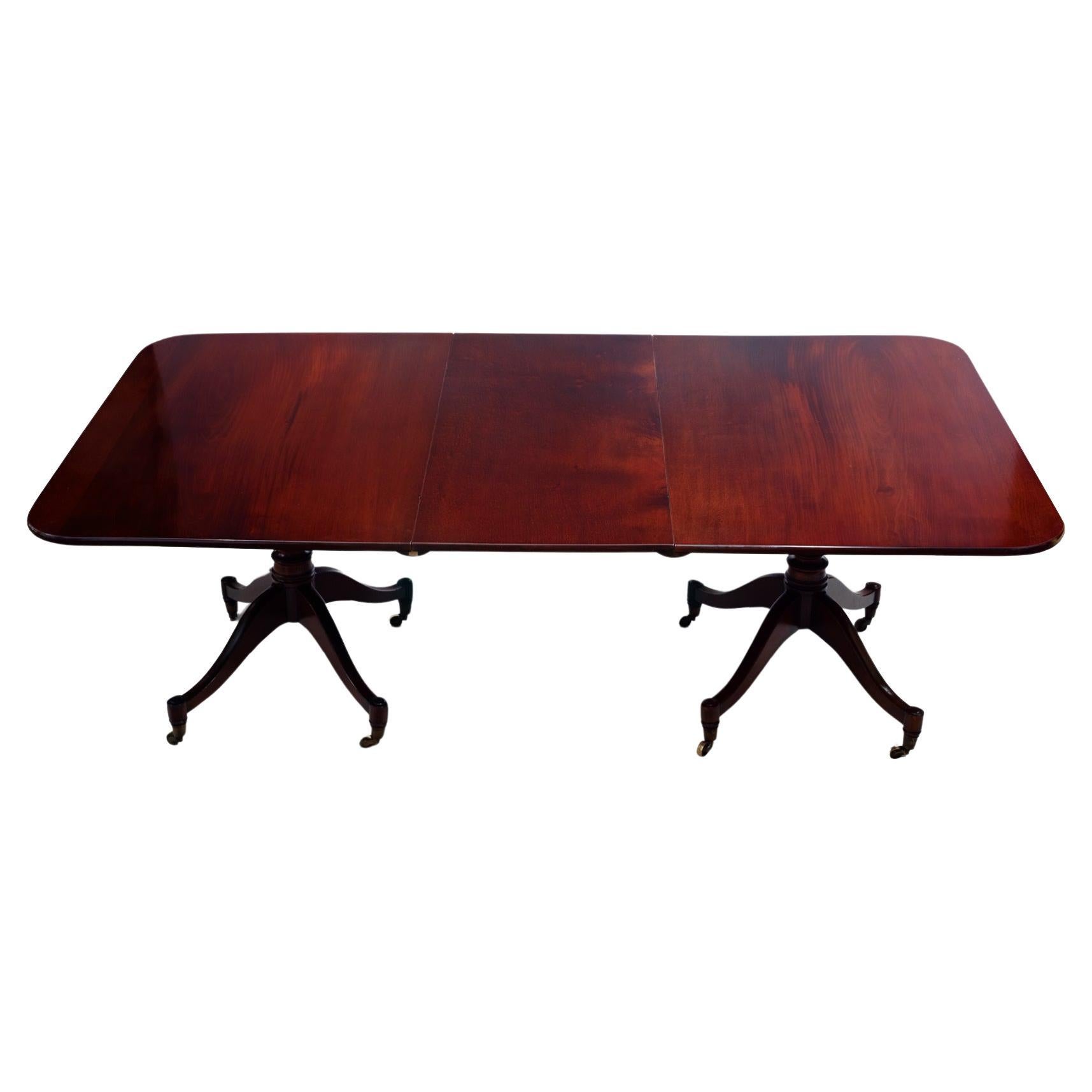 19th Century Hepplewhite Georgian Mahogany Two Pod Dining Table For Sale