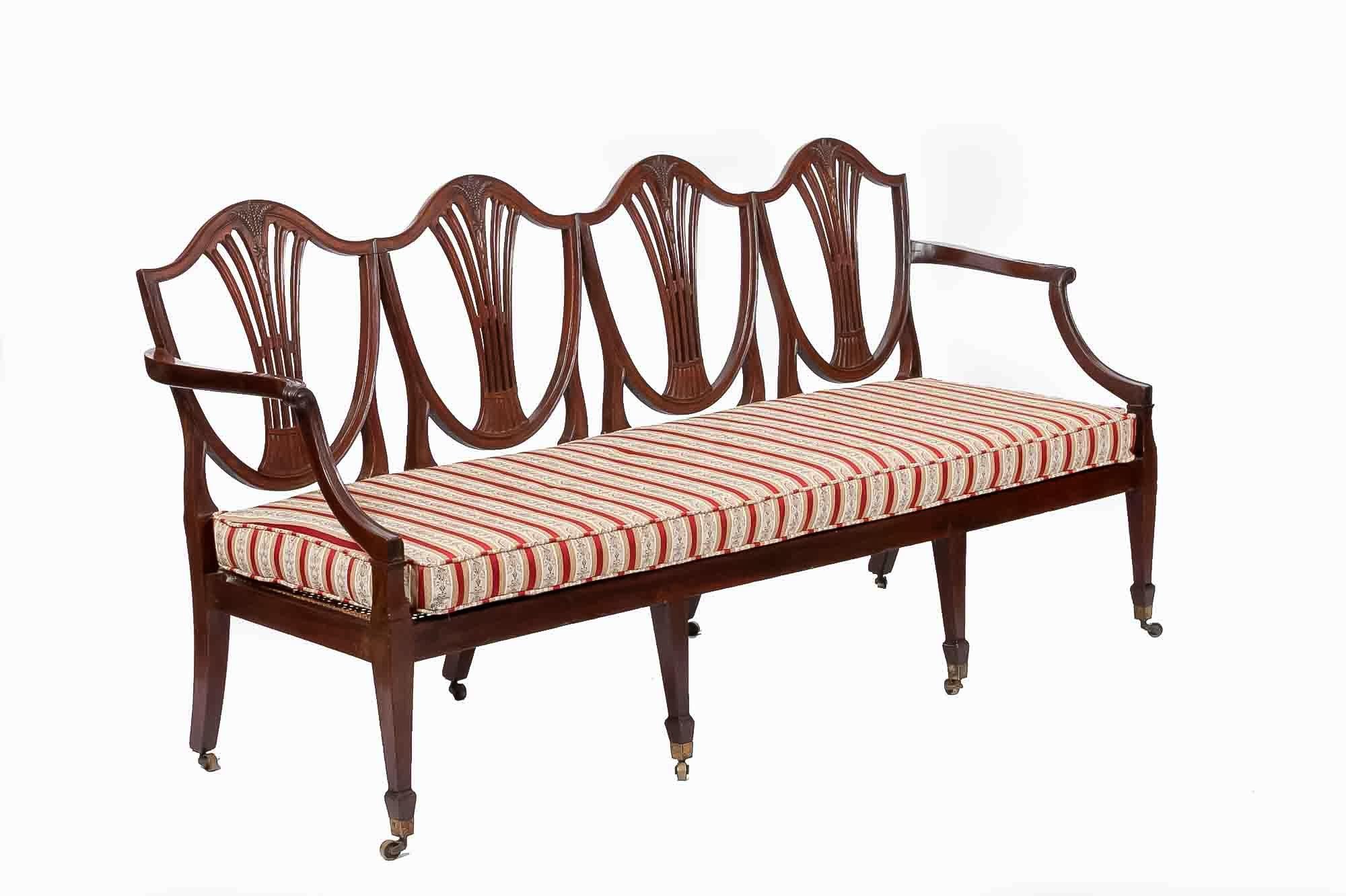 Irish 19th Century Hepplewhite Shield Back Settee