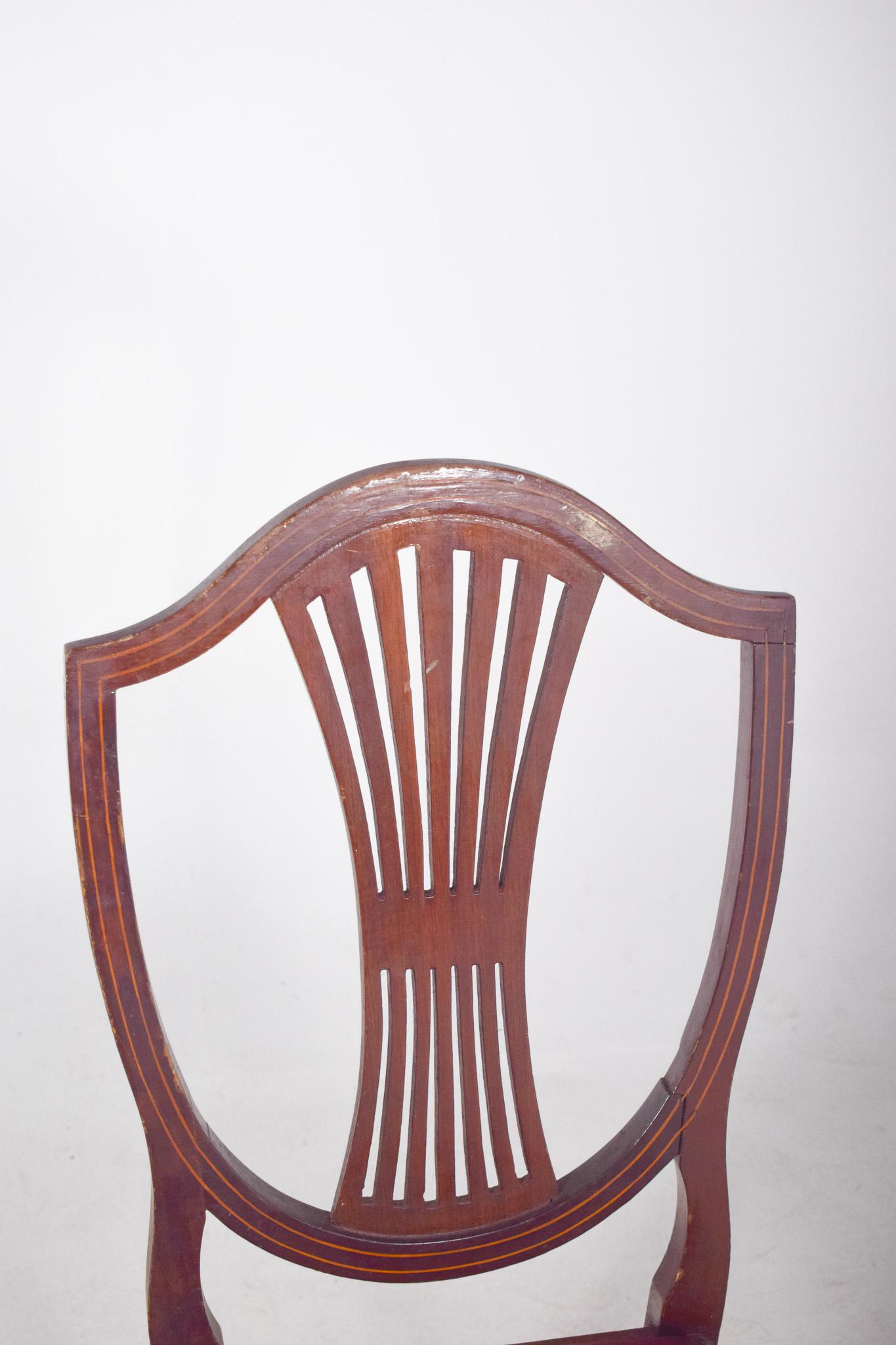 Britannico Sedia in stile Hepplewhite del XIX secolo con rivestimento rosso in vendita