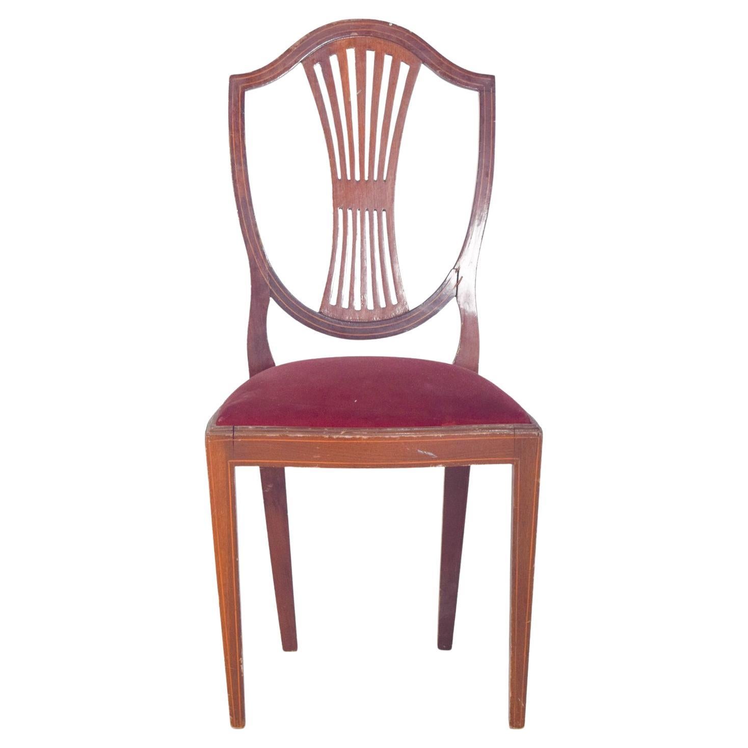 Sedia in stile Hepplewhite del XIX secolo con rivestimento rosso in vendita