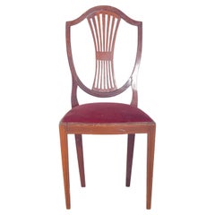 Sedia in stile Hepplewhite del XIX secolo con rivestimento rosso