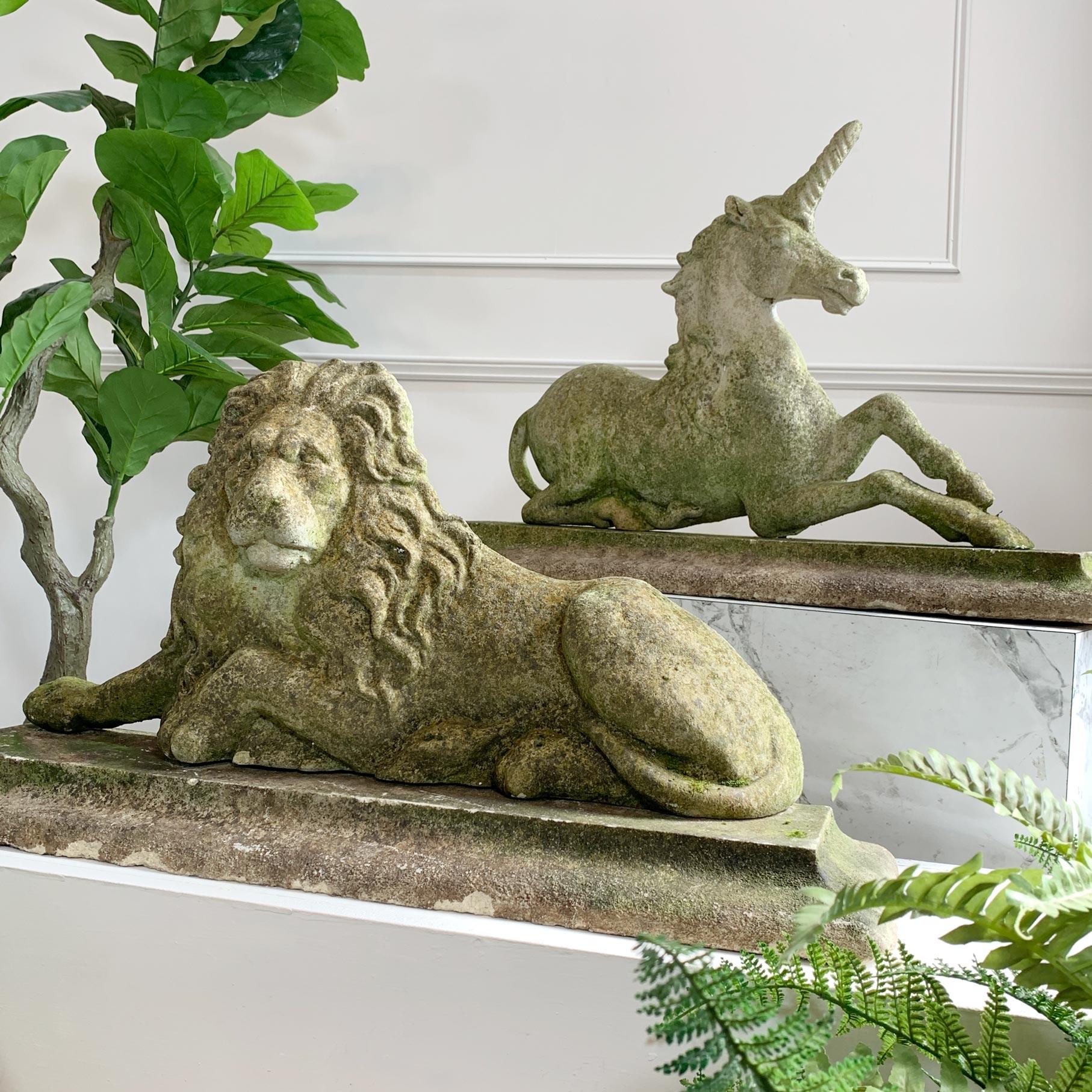 19th Century Heraldic Lion and Unicorn Statues For Sale 3