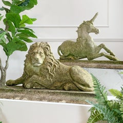 19th Century Heraldic Lion and Unicorn Statues