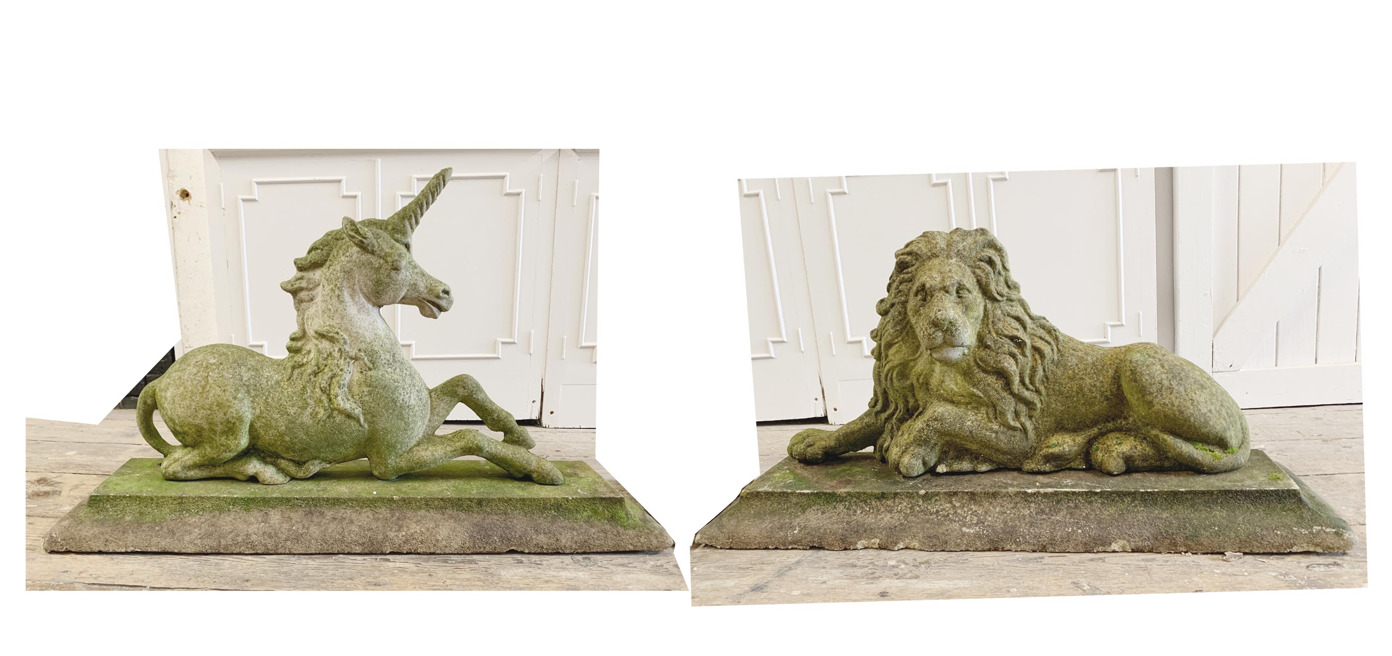 19th Century Heraldic Lion and Unicorn Statues For Sale at 1stDibs
