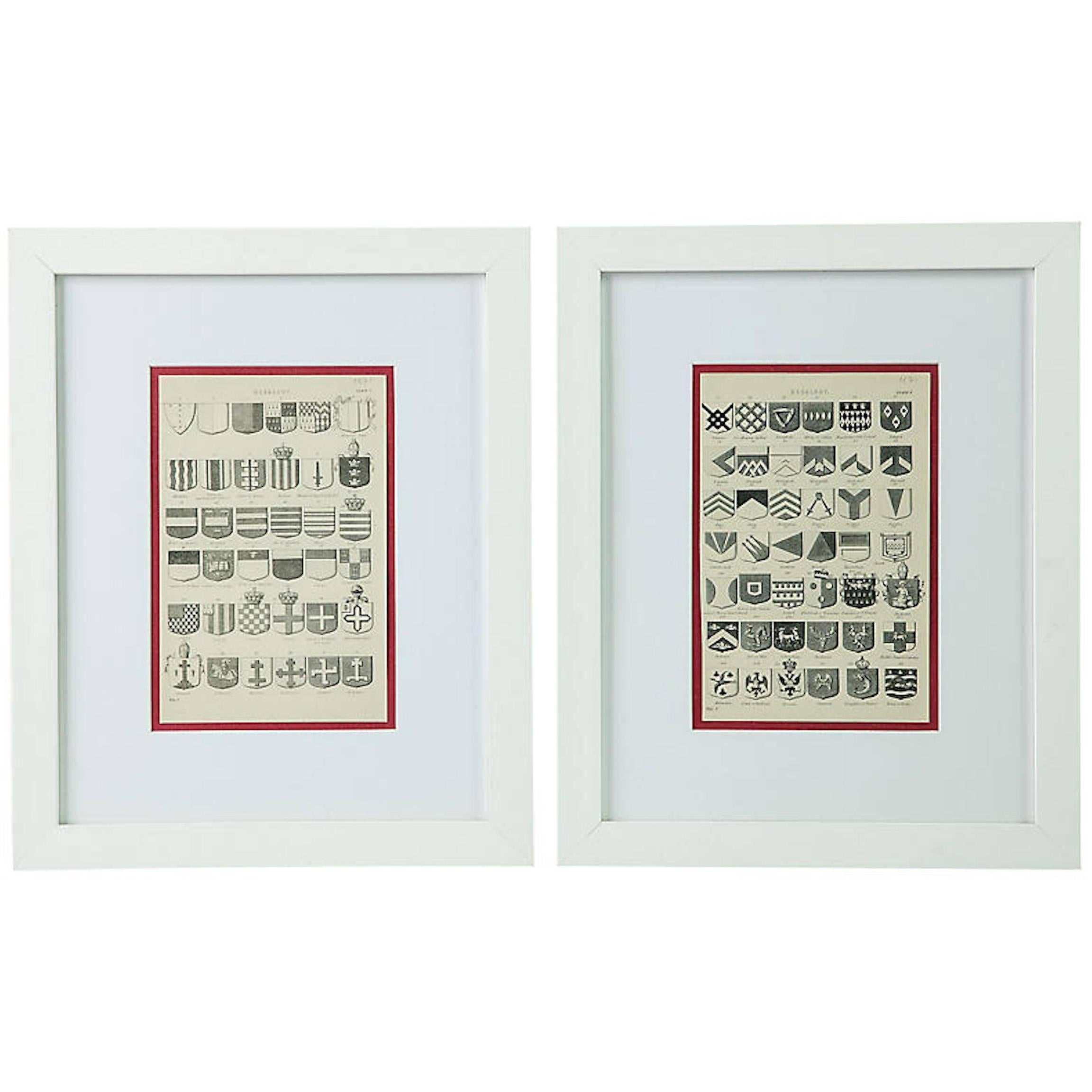 19th Century Heraldic Prints, Set of Two For Sale