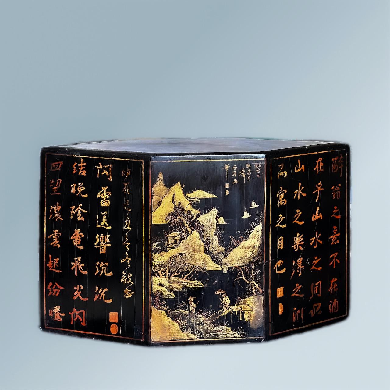 Stand Hexagonal Chinoiserie du 19ème siècle en vente 2