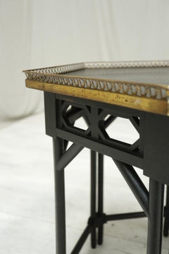 19th century Hexagonal ebonised lamp table