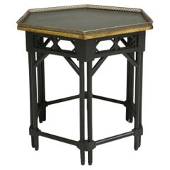 19th century Hexagonal ebonised lamp table