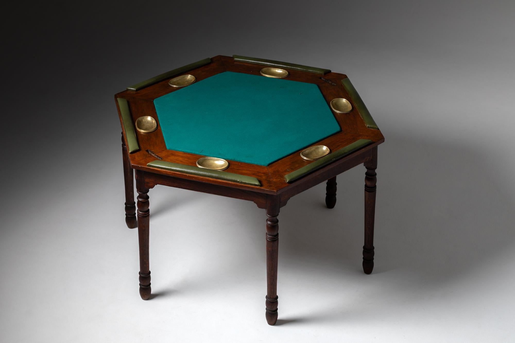 Carved 19th-Century Hexagonal Gaming Table