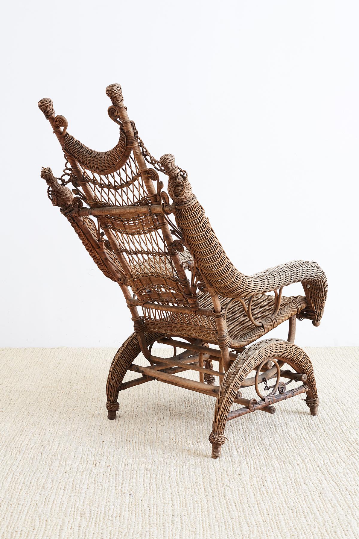 19th Century Heywood Wakefield Wicker Platform Rocker 3