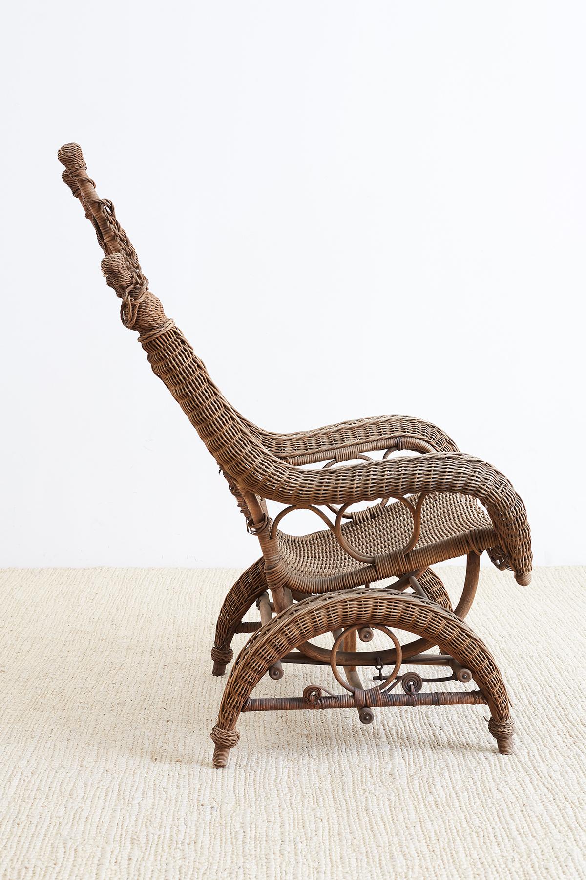 19th Century Heywood Wakefield Wicker Platform Rocker 5