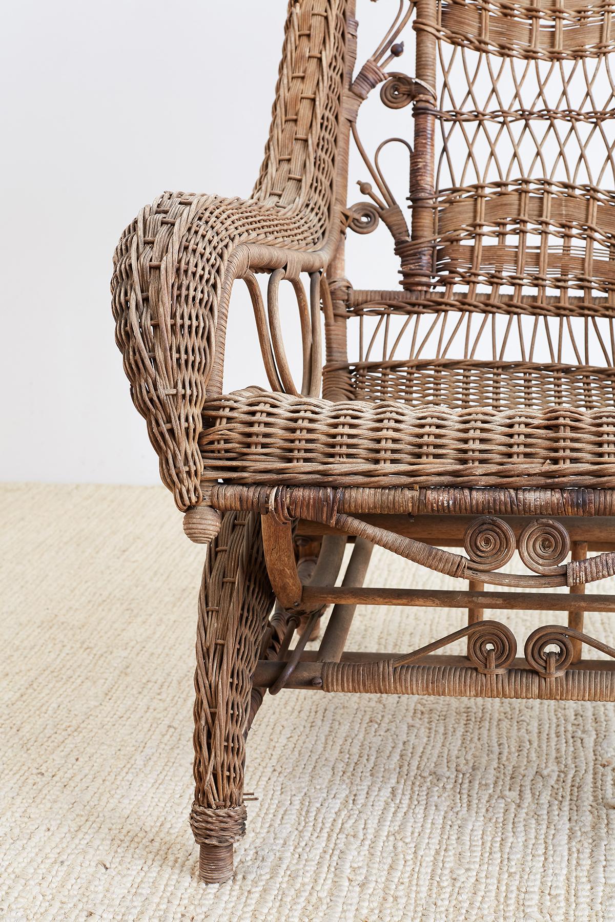 19th Century Heywood Wakefield Wicker Platform Rocker 8