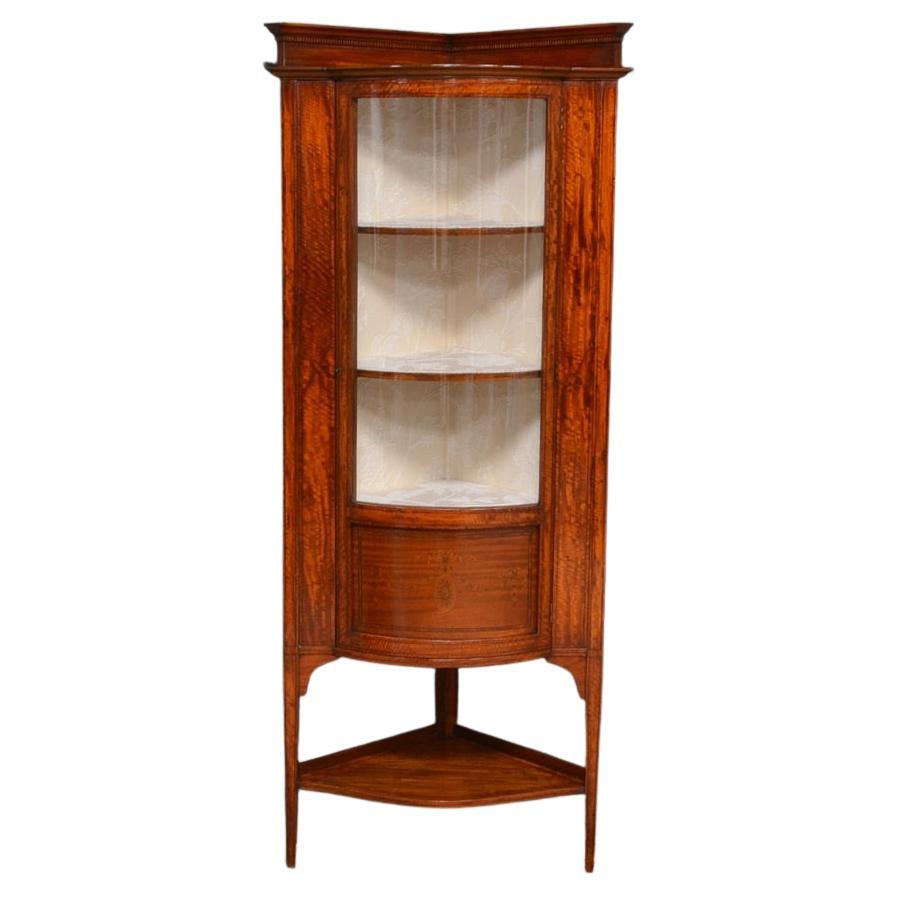 Quality Antique Edwardian Inlaid Mahogany Corner Display For