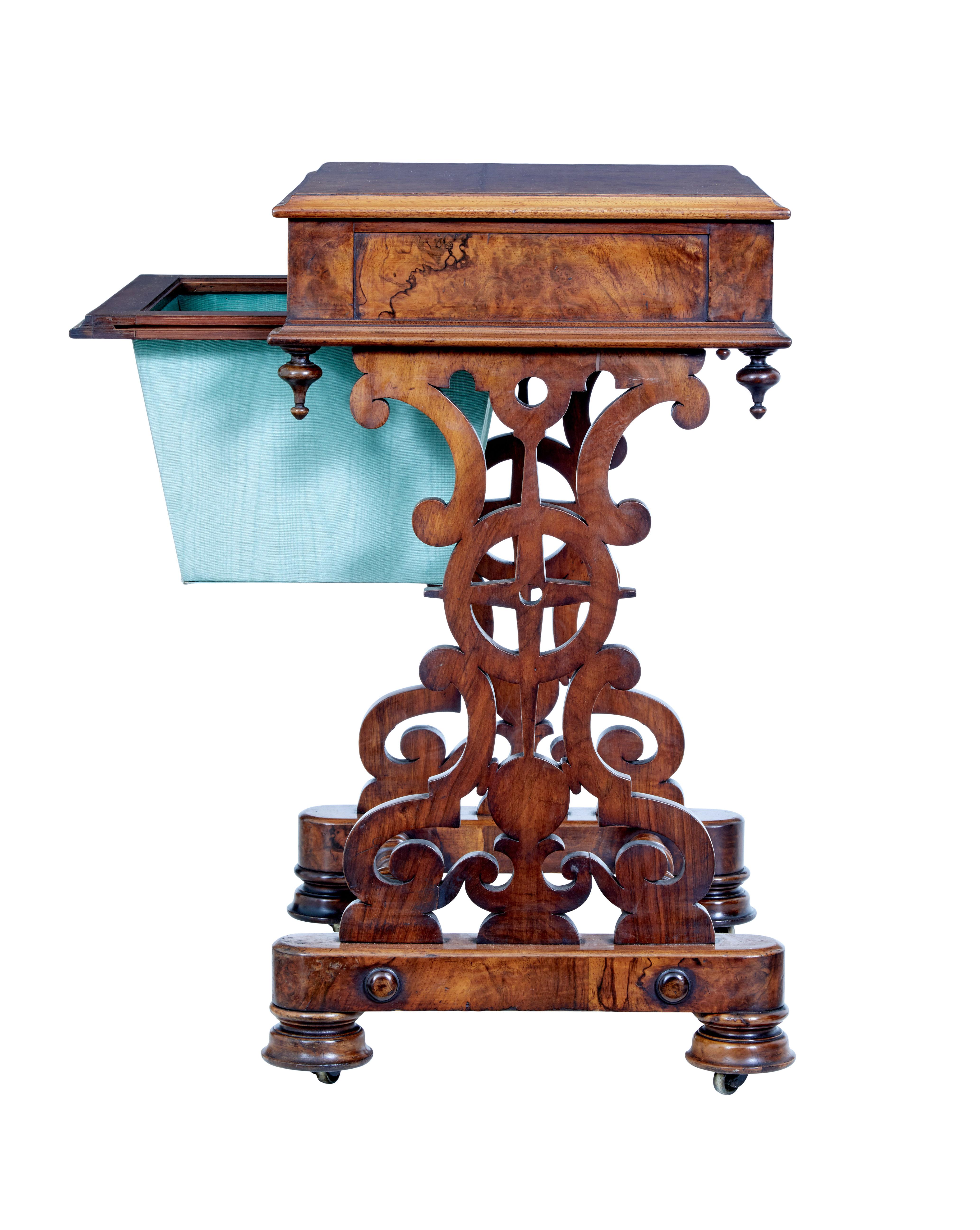 Hand-Carved 19th Century High Victorian Burr Walnut Occasional Table