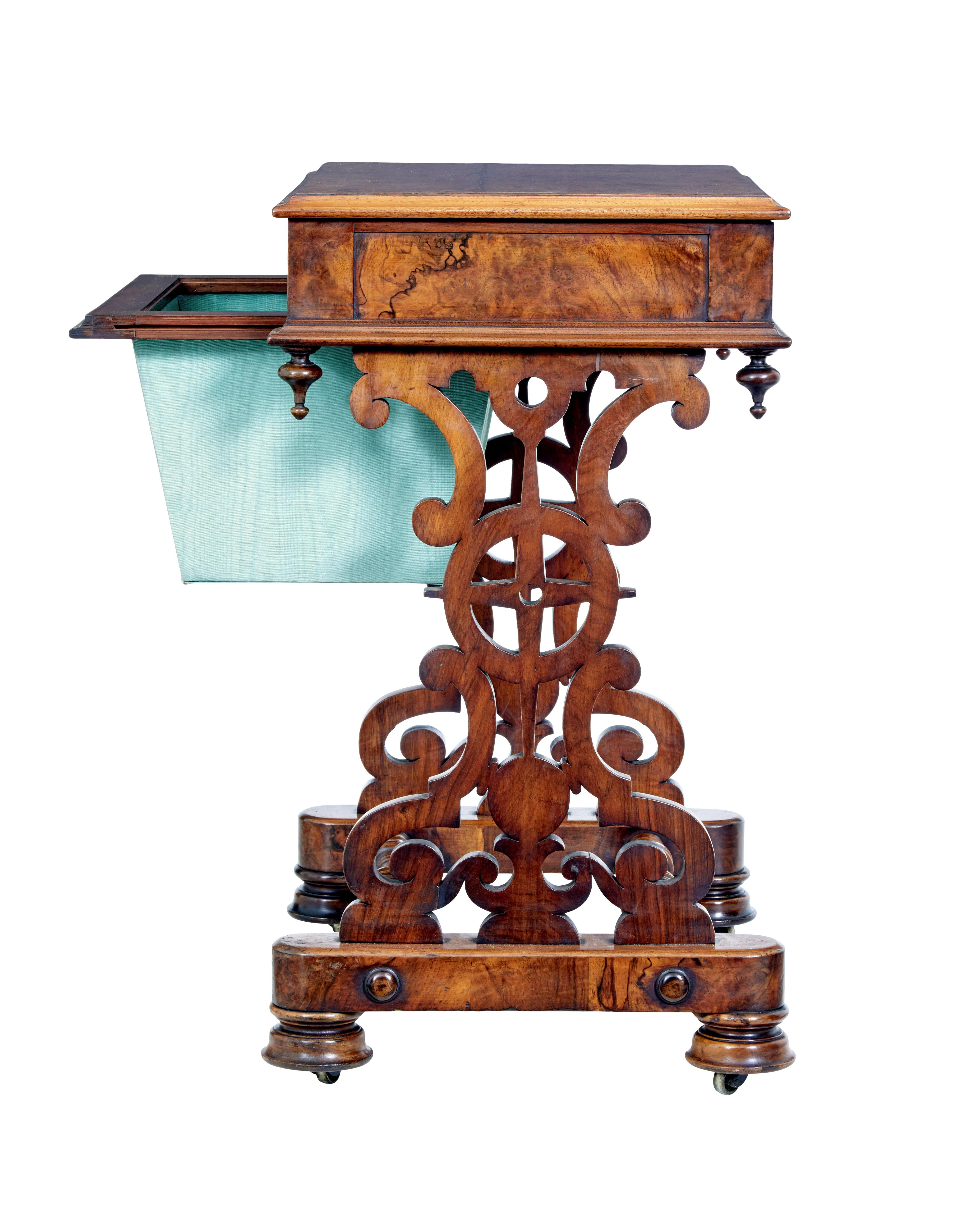 Hand-Carved 19th Century High Victorian Burr Walnut Occasional Table For Sale