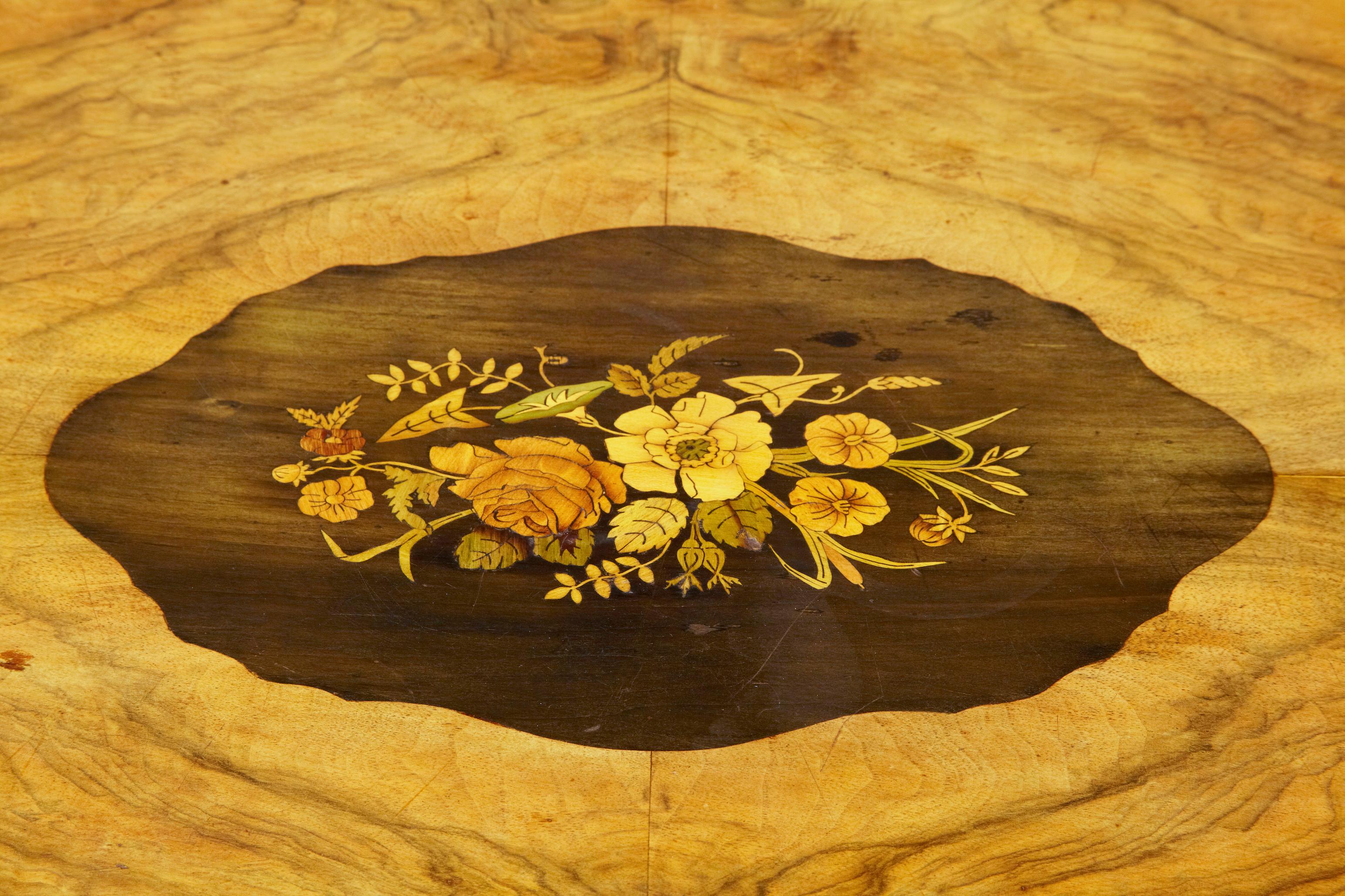 Inlay 19th Century High Victorian Inlaid Walnut Center Table