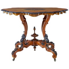 19th Century High Victorian Inlaid Walnut Center Table