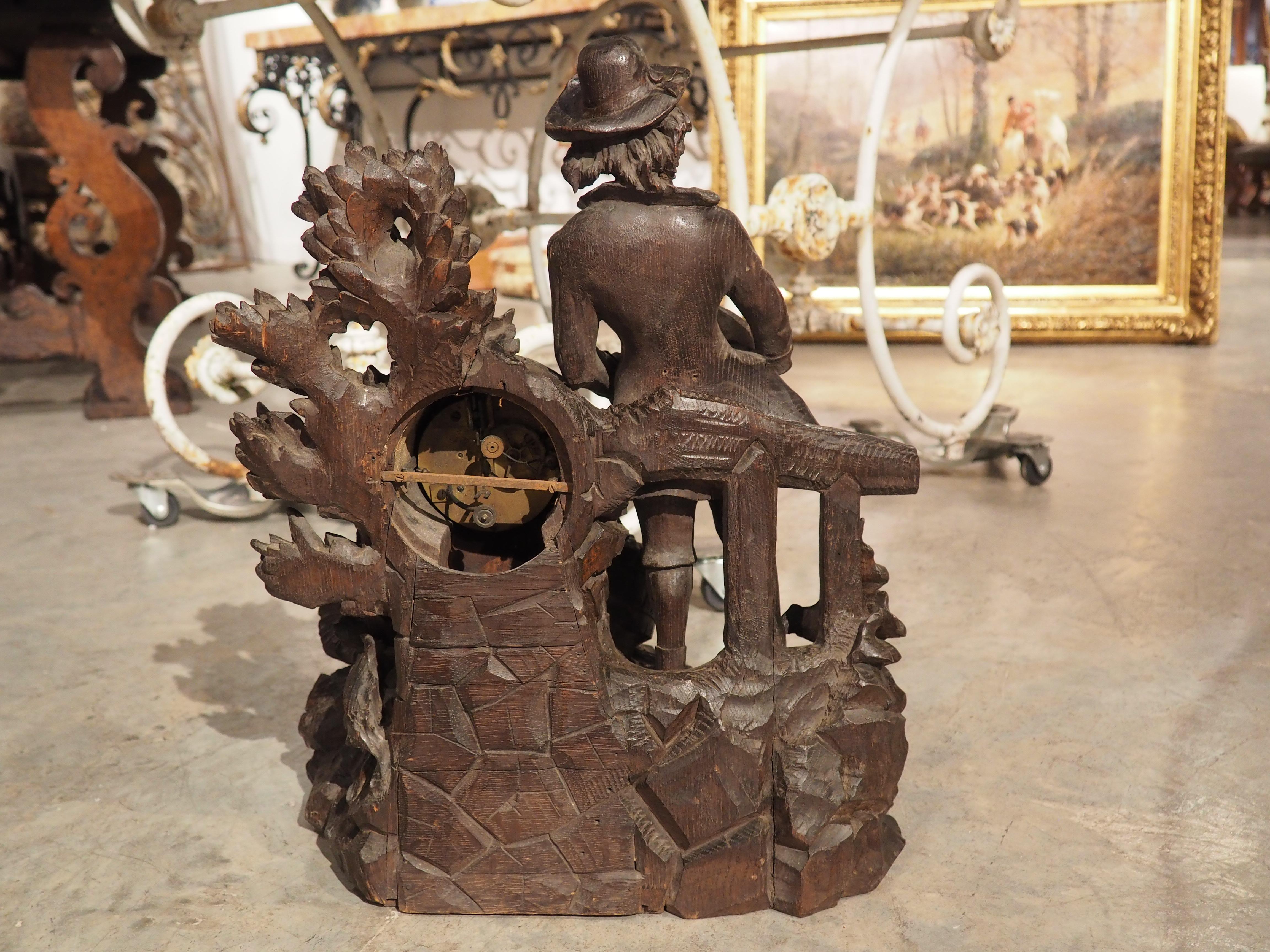 19th Century Highly Carved French Oak Sculpture of a Man Harvesting Wine Grapes For Sale 1