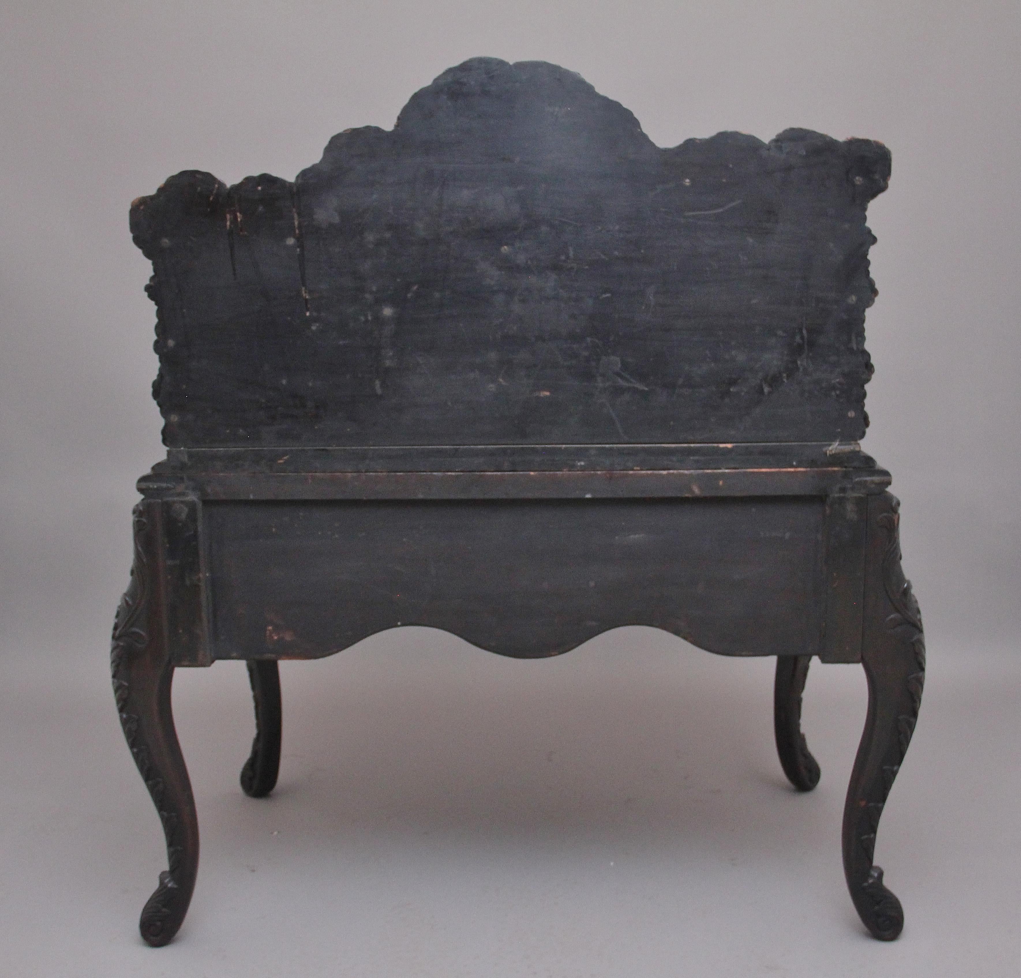 19th Century Highly Carved Japanese Desk and Chair 5