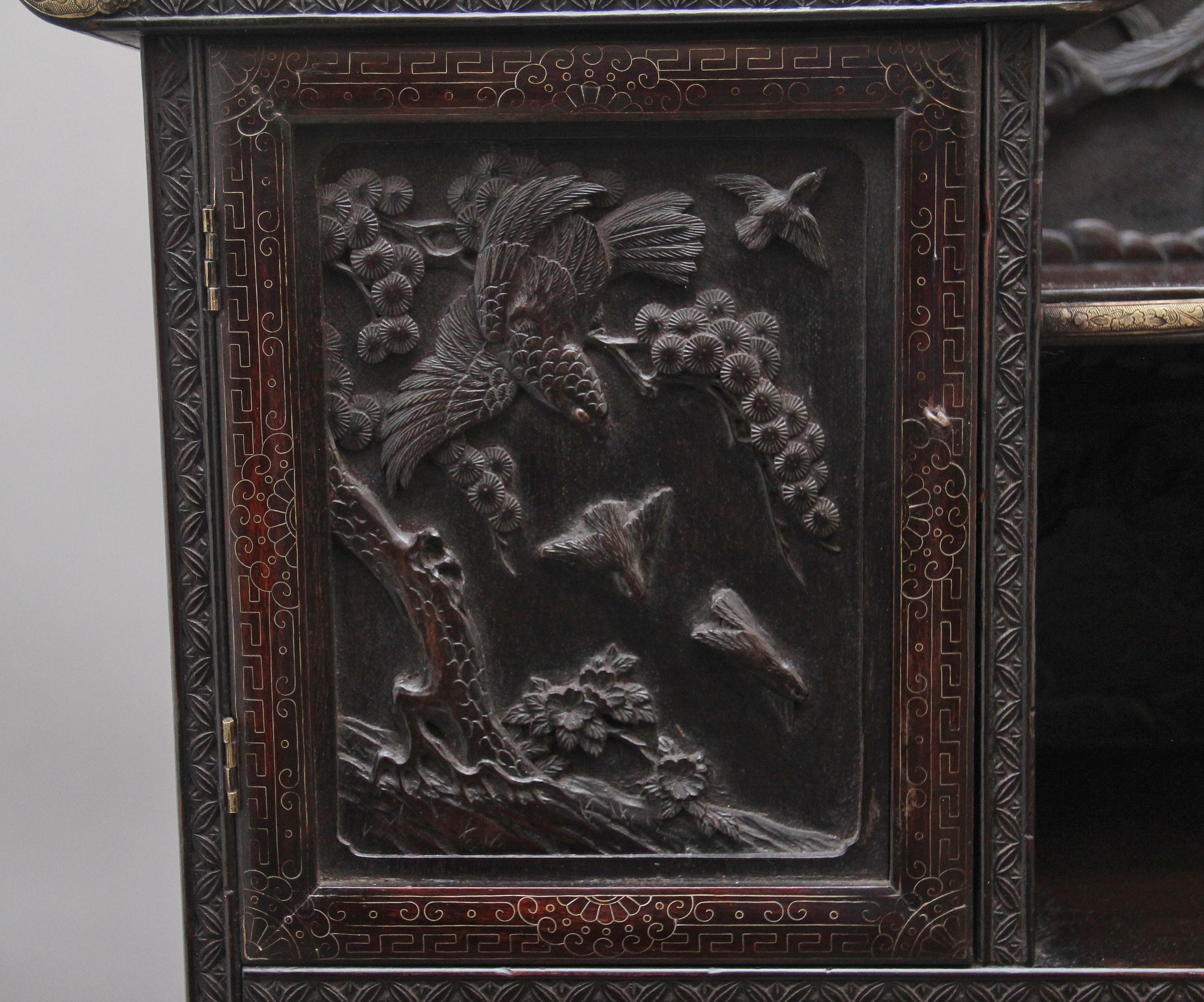 19th Century Highly Carved Japanese Desk and Chair 10