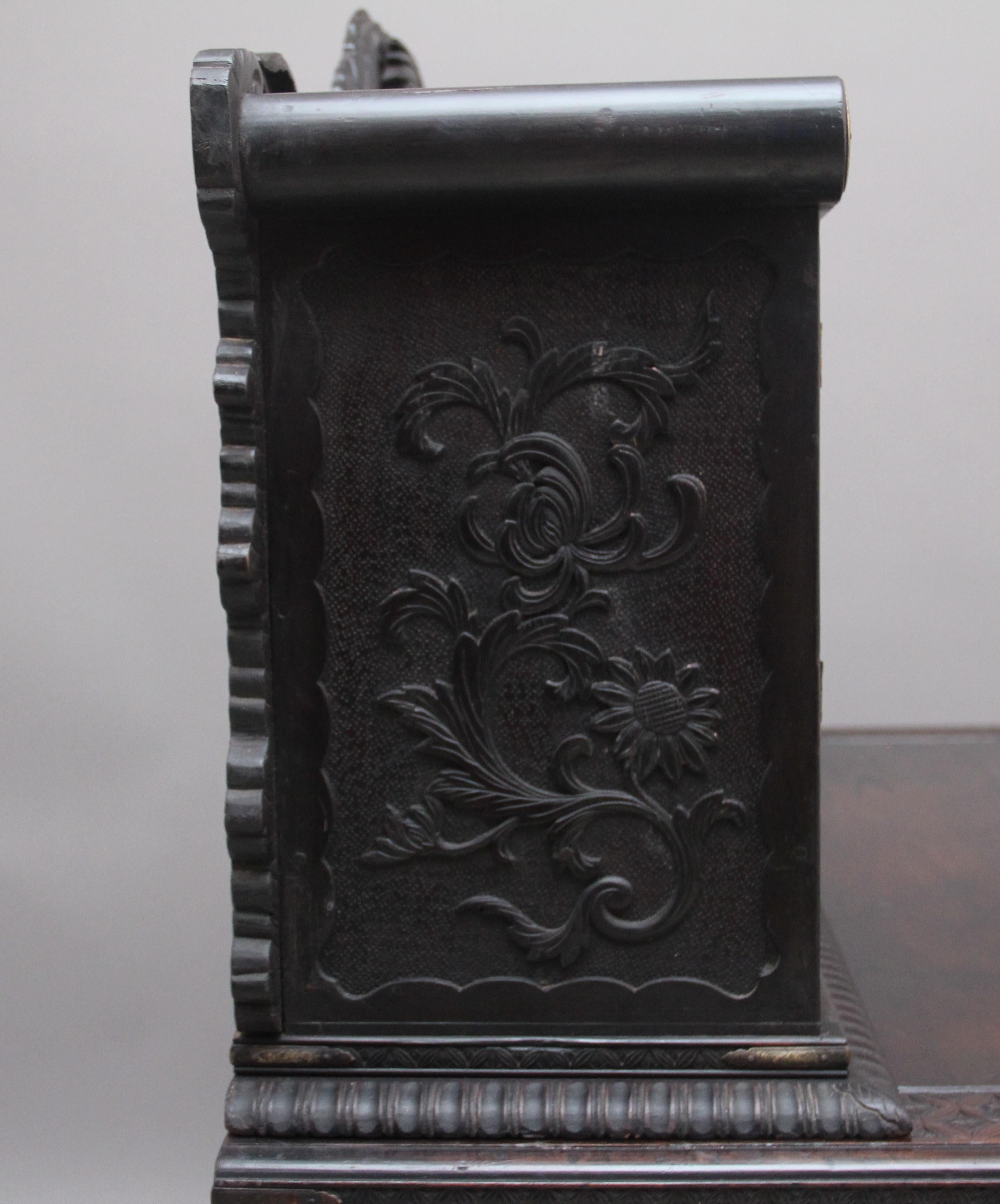 19th Century Highly Carved Japanese Desk and Chair 14