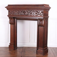19th Century Highly Carved Oak French Renaissance Revival Mantle Fire Surround