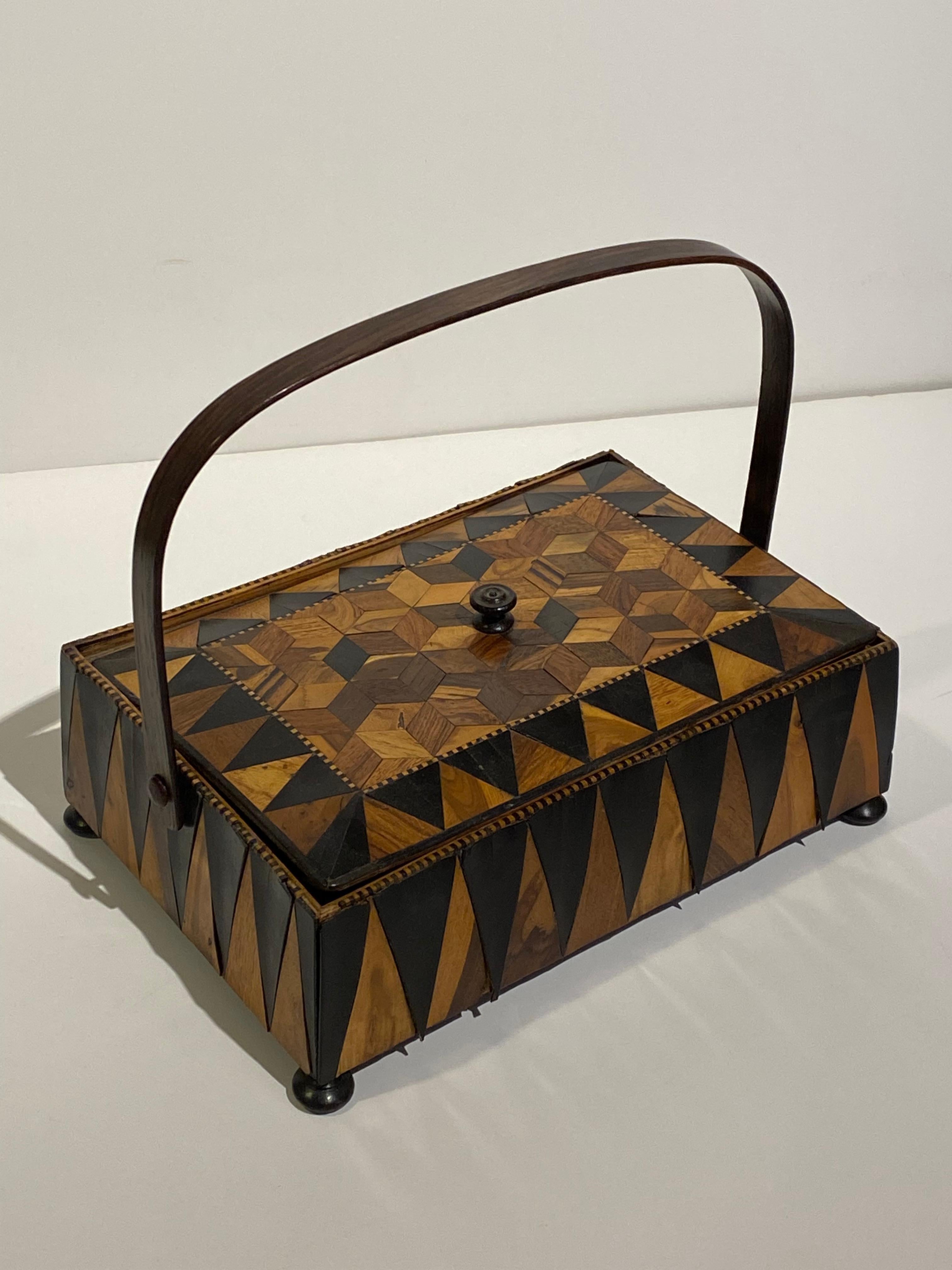 Ebonized 19th Century Highly Decorative Walnut Trunbridge Parquetry Box from England For Sale