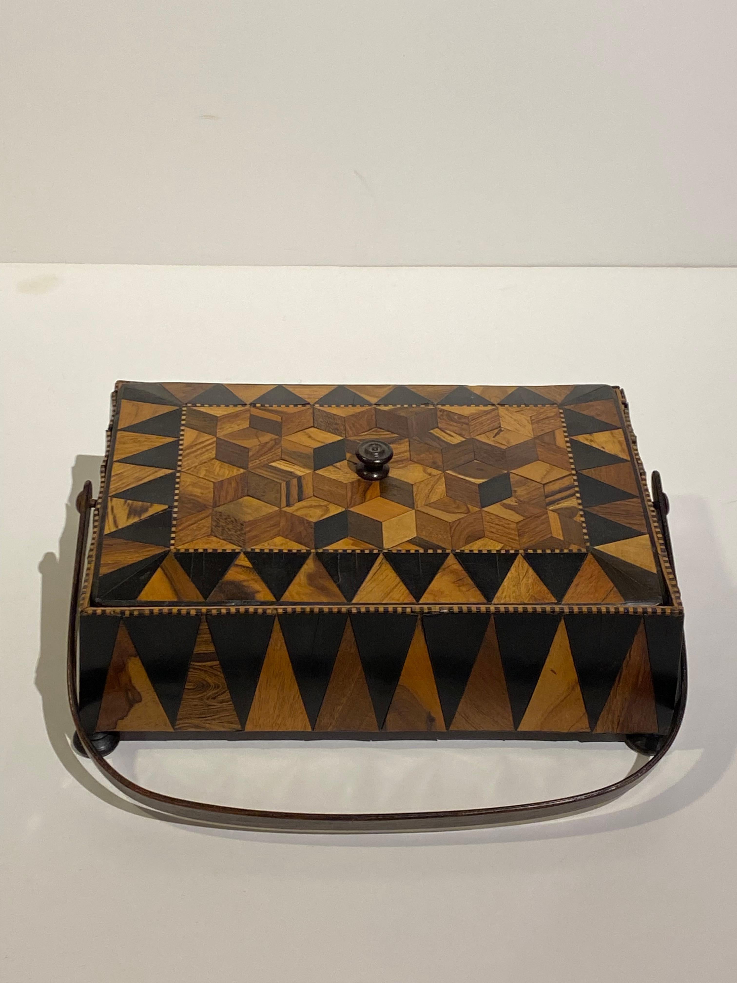 Caja de parqués Trunbridge de nogal del siglo XIX, muy decorativa, procedente de Inglaterra Nogal en venta