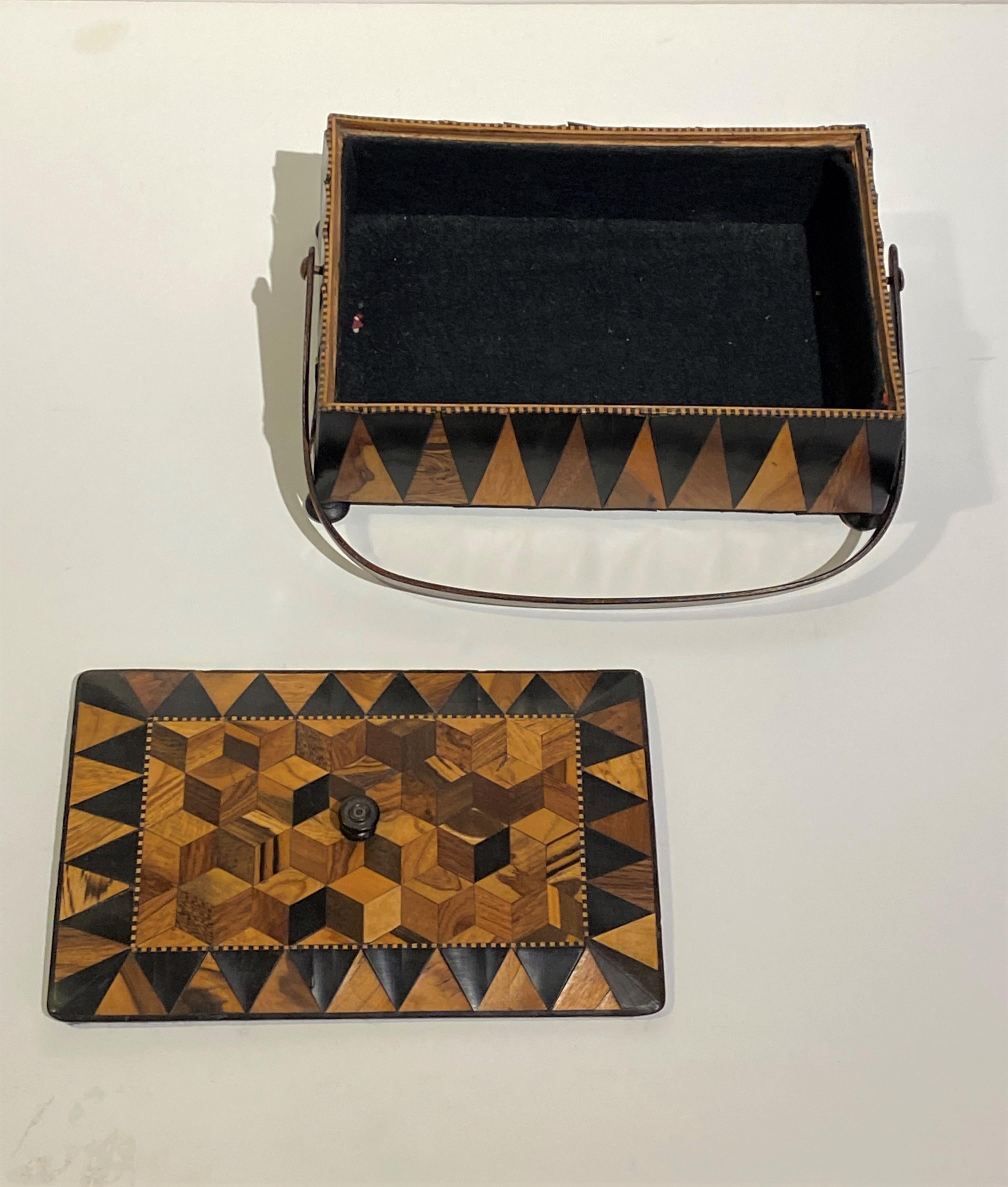 Caja de parqués Trunbridge de nogal del siglo XIX, muy decorativa, procedente de Inglaterra en venta 2