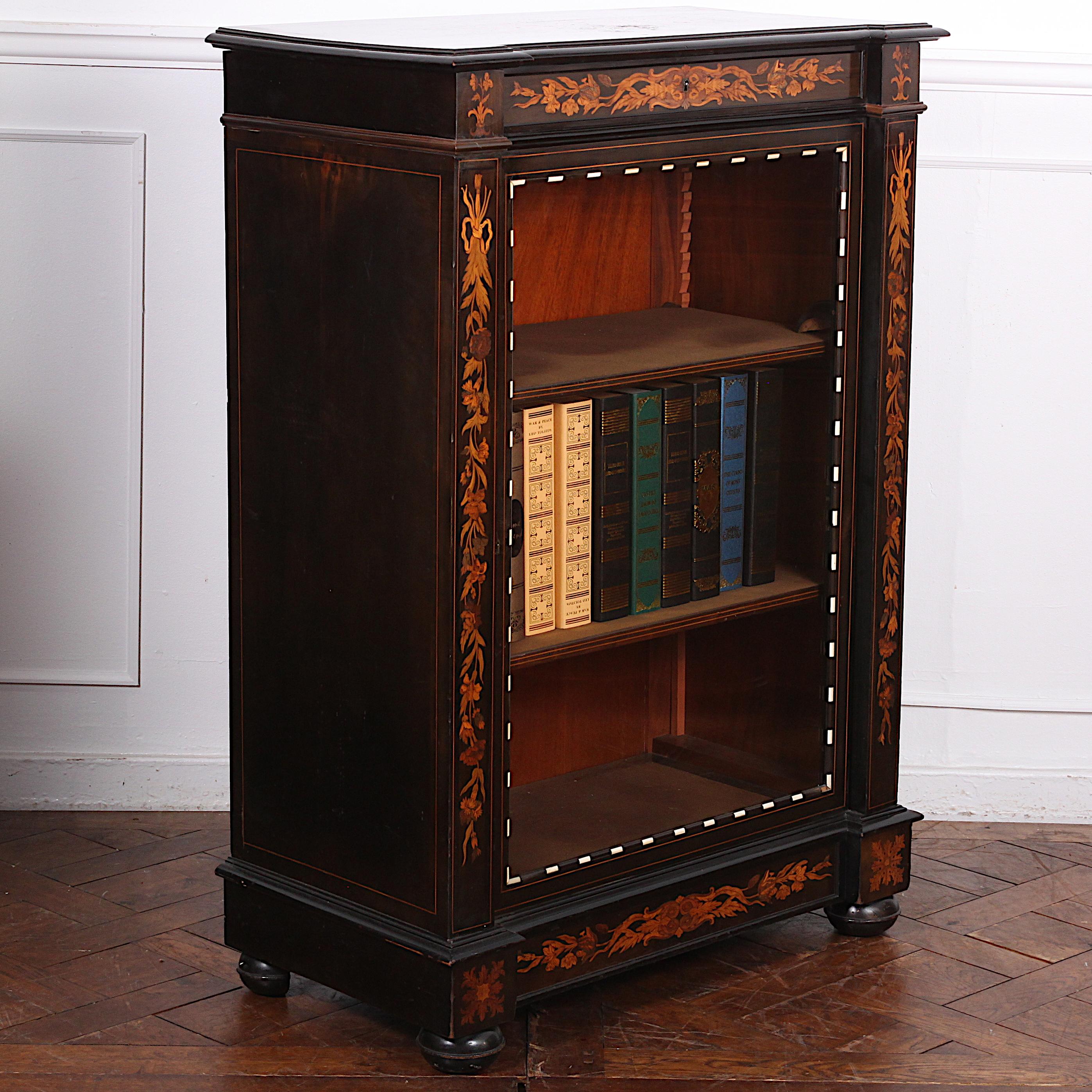 19th Century Highly Inlaid Ebonized Italian Cabinet In Good Condition In Vancouver, British Columbia