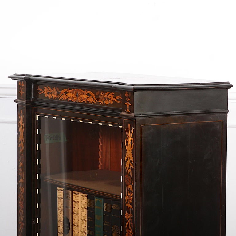 19th Century Highly Inlaid Ebonized Italian Cabinet For Sale 2