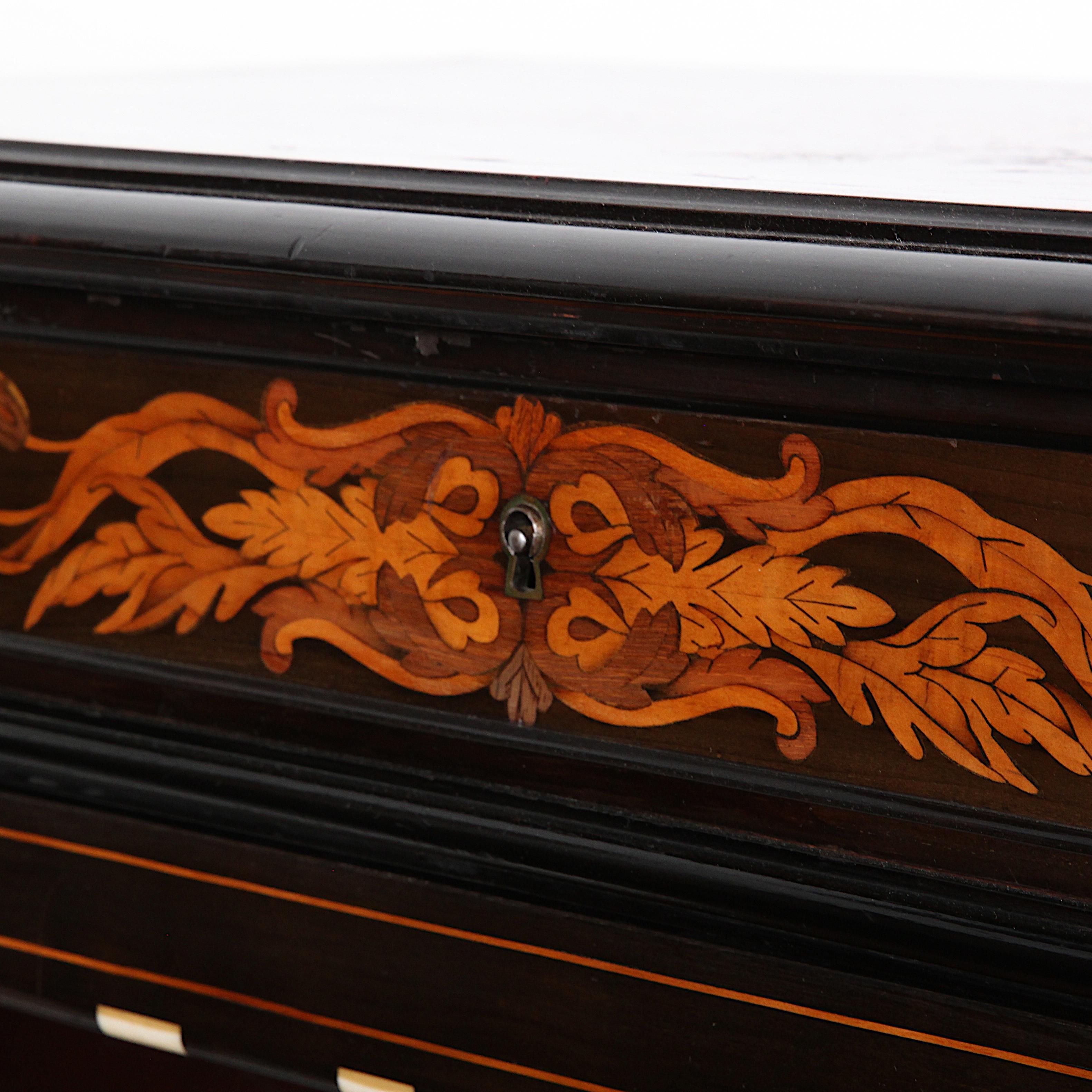 19th Century Highly Inlaid Ebonized Italian Cabinet 3