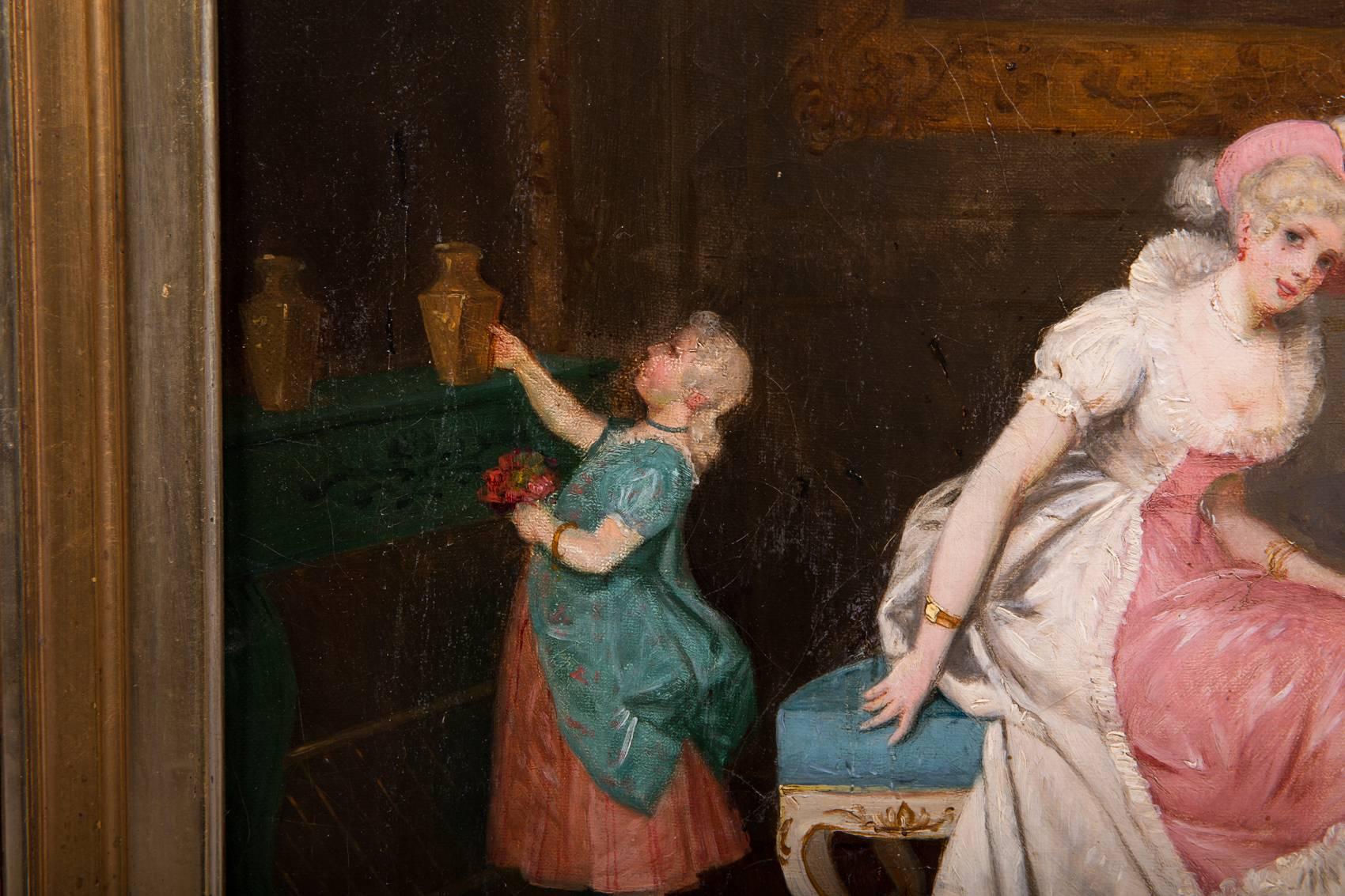 Öl auf Leinwand. Poliment vergoldeter Rahmen. Gemälde, um 1870.

(S-176).