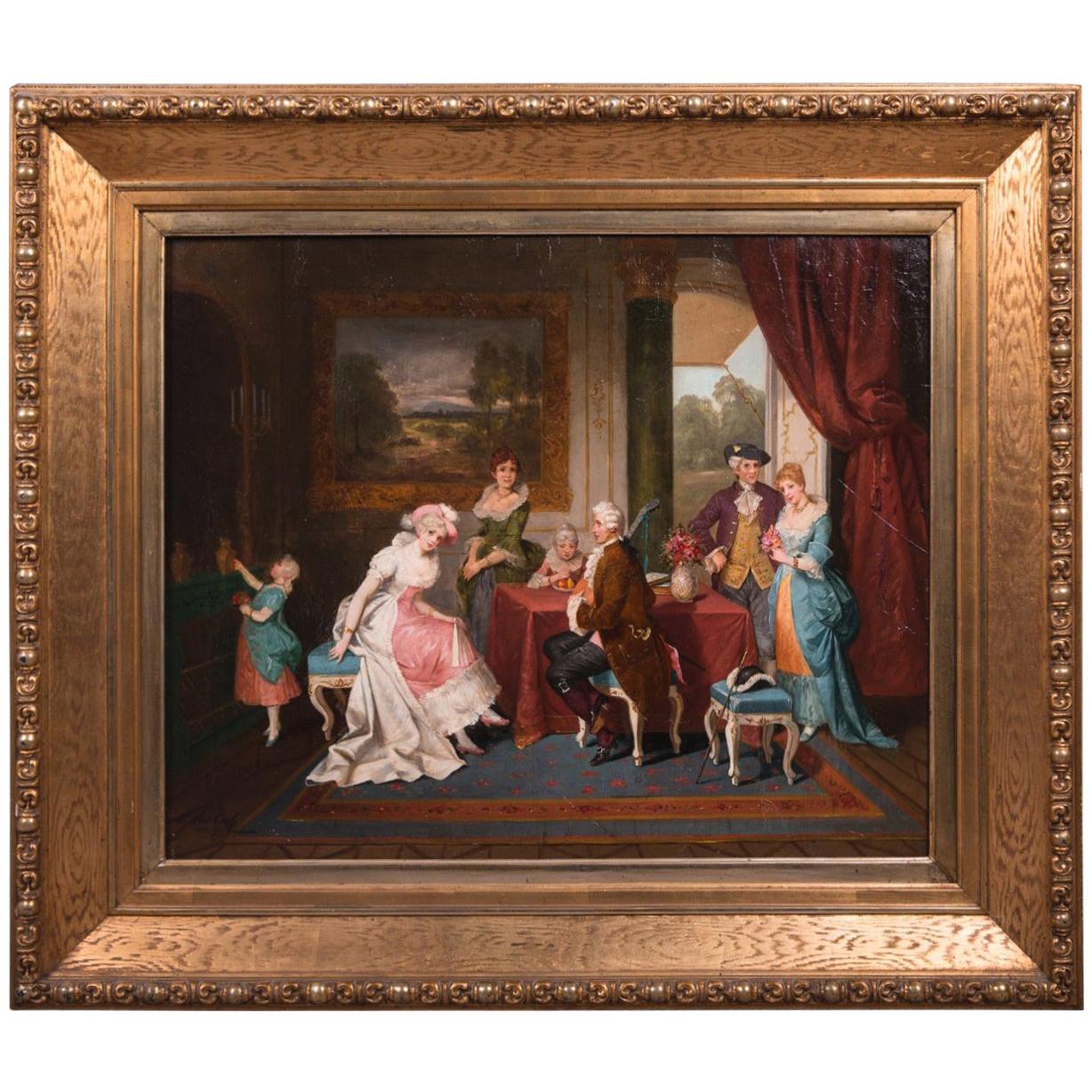 19th Century Historicism Rococo Paintings L. Morbach, Munich, 1894 For Sale