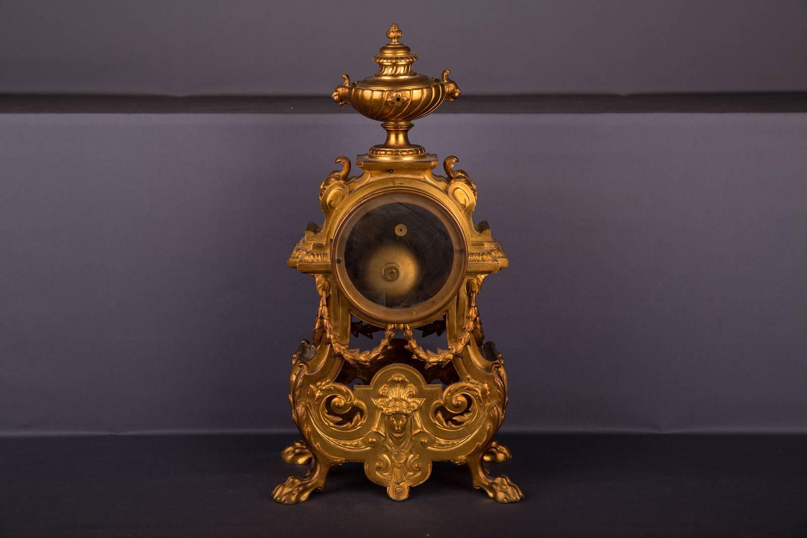 Neoclassical 19th Century Historism Antique Chimney Clock Pendule For Sale